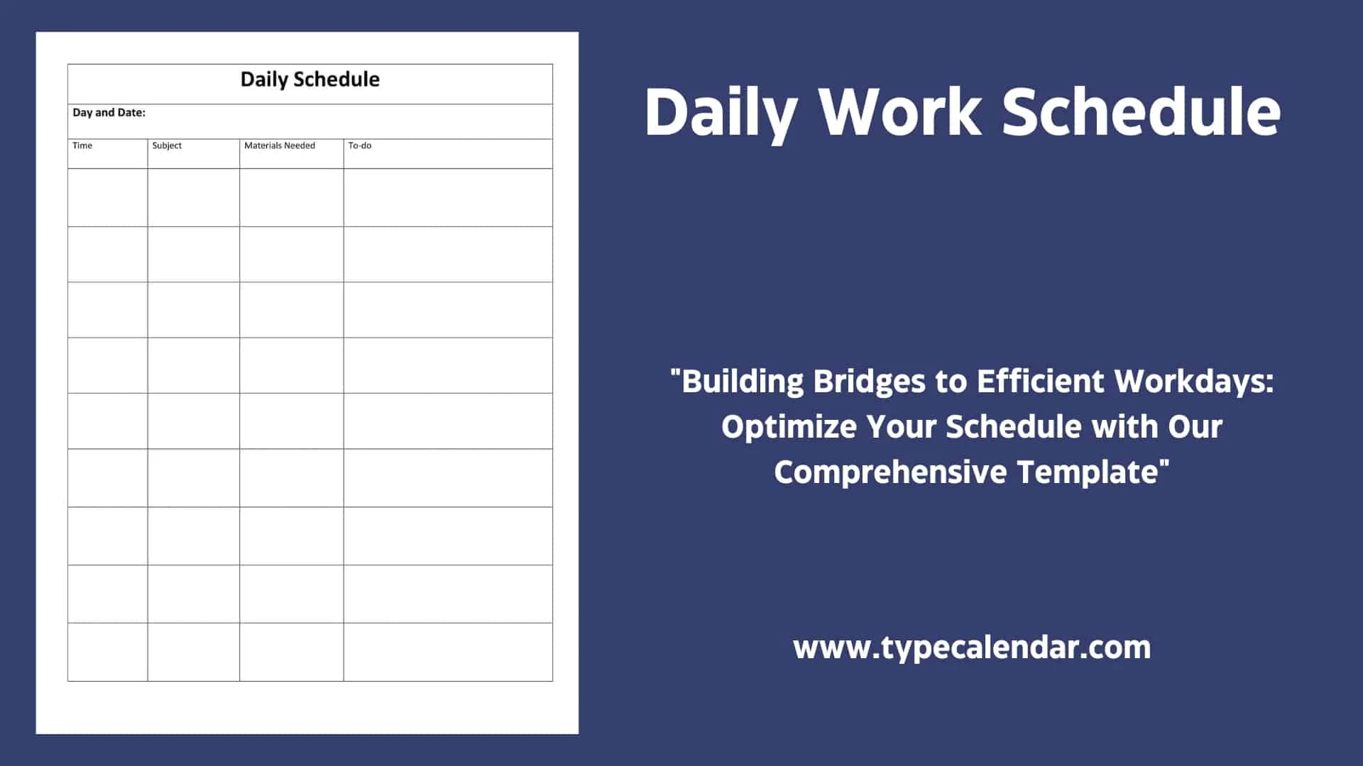 Free Printable Daily Work Schedule Templates Excel PDF Word 