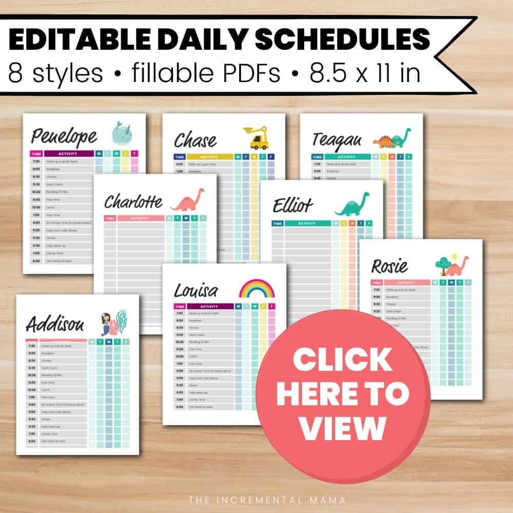 Free Printable Kid s Daily Schedule Template The Incremental Mama