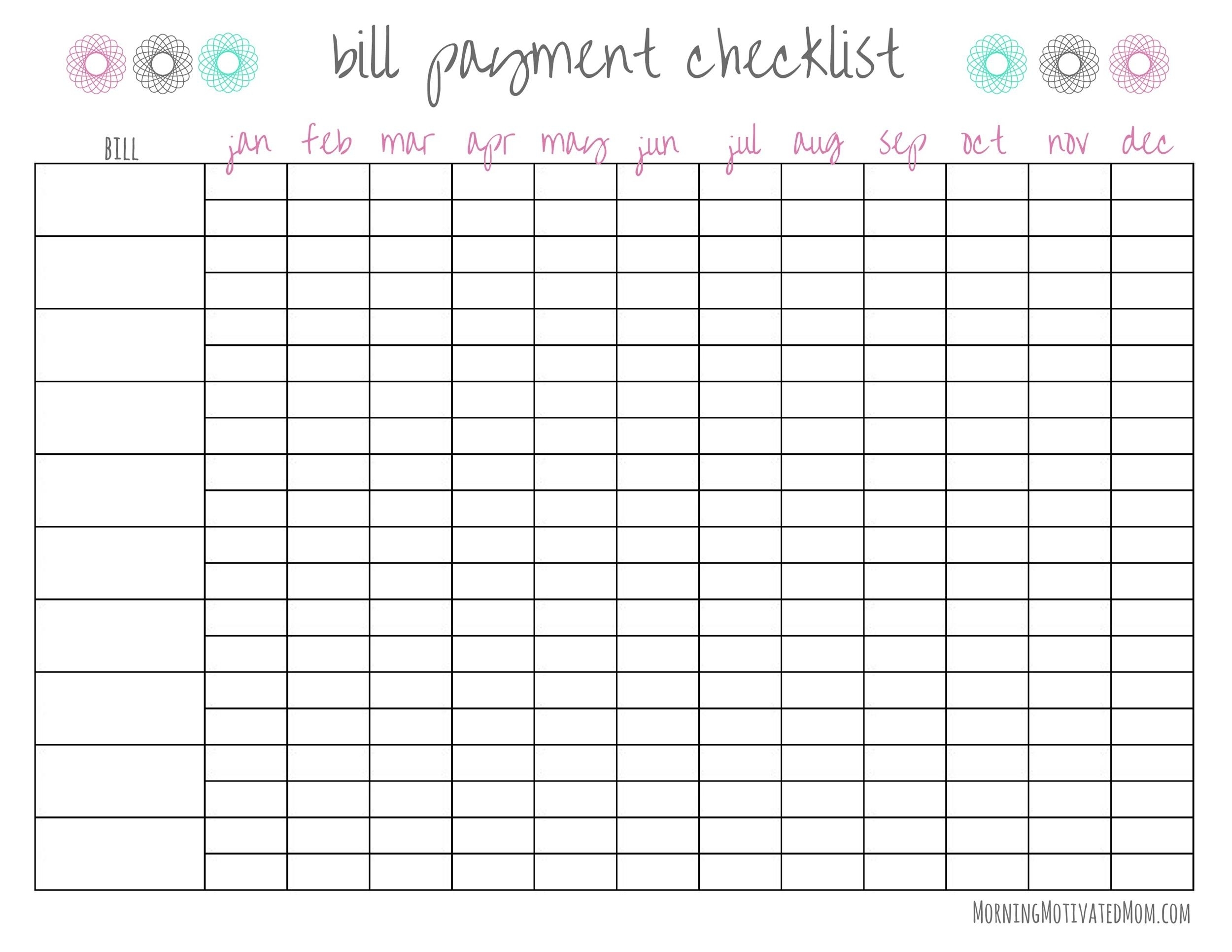 Free Printable Monthly Bill Payment Calendar Printable Party Favors