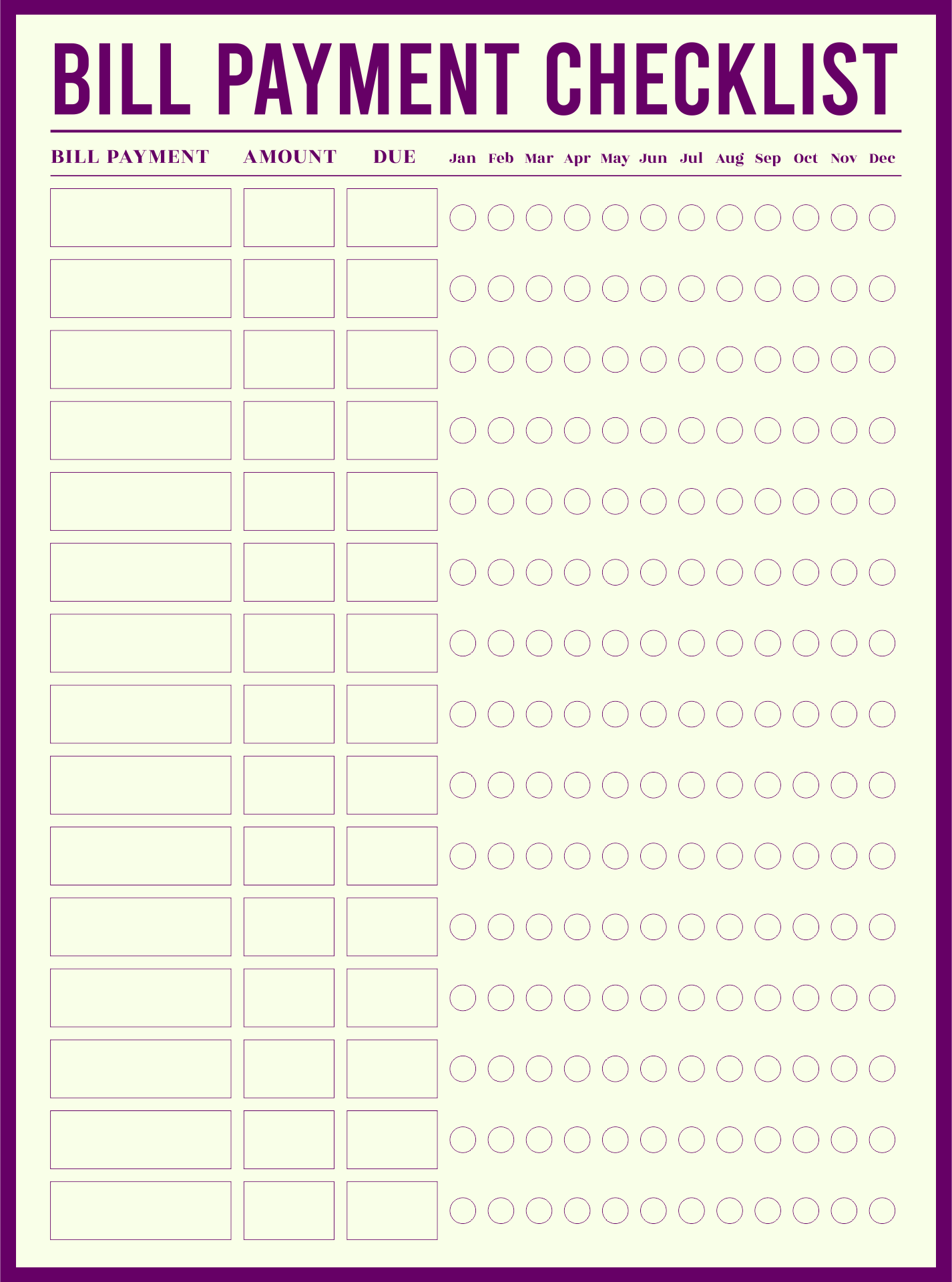 Free Printable Monthly Bill Payment Calendar Printable Party Favors