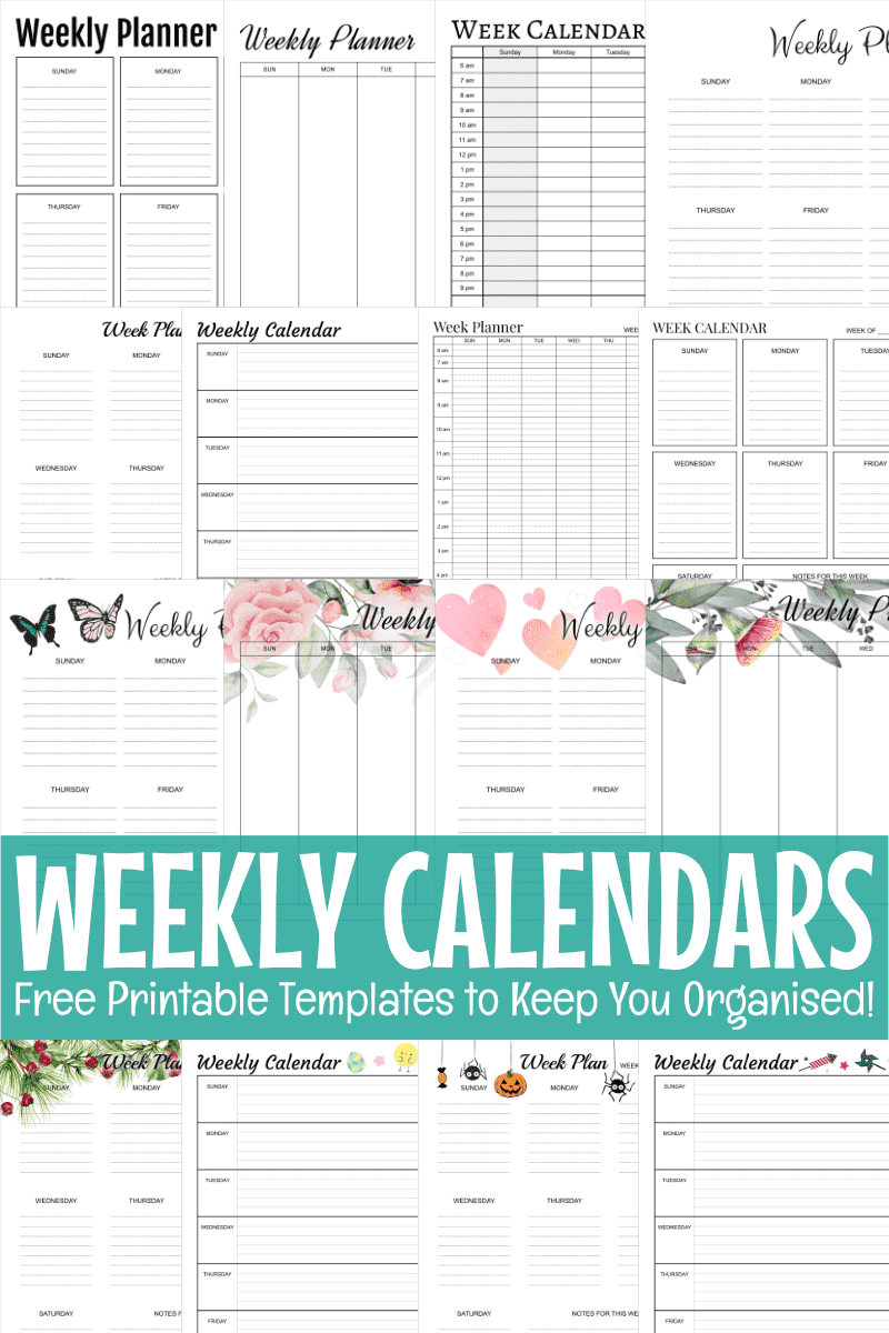 Free Printable Weekly Calendar Template Worksheets Library