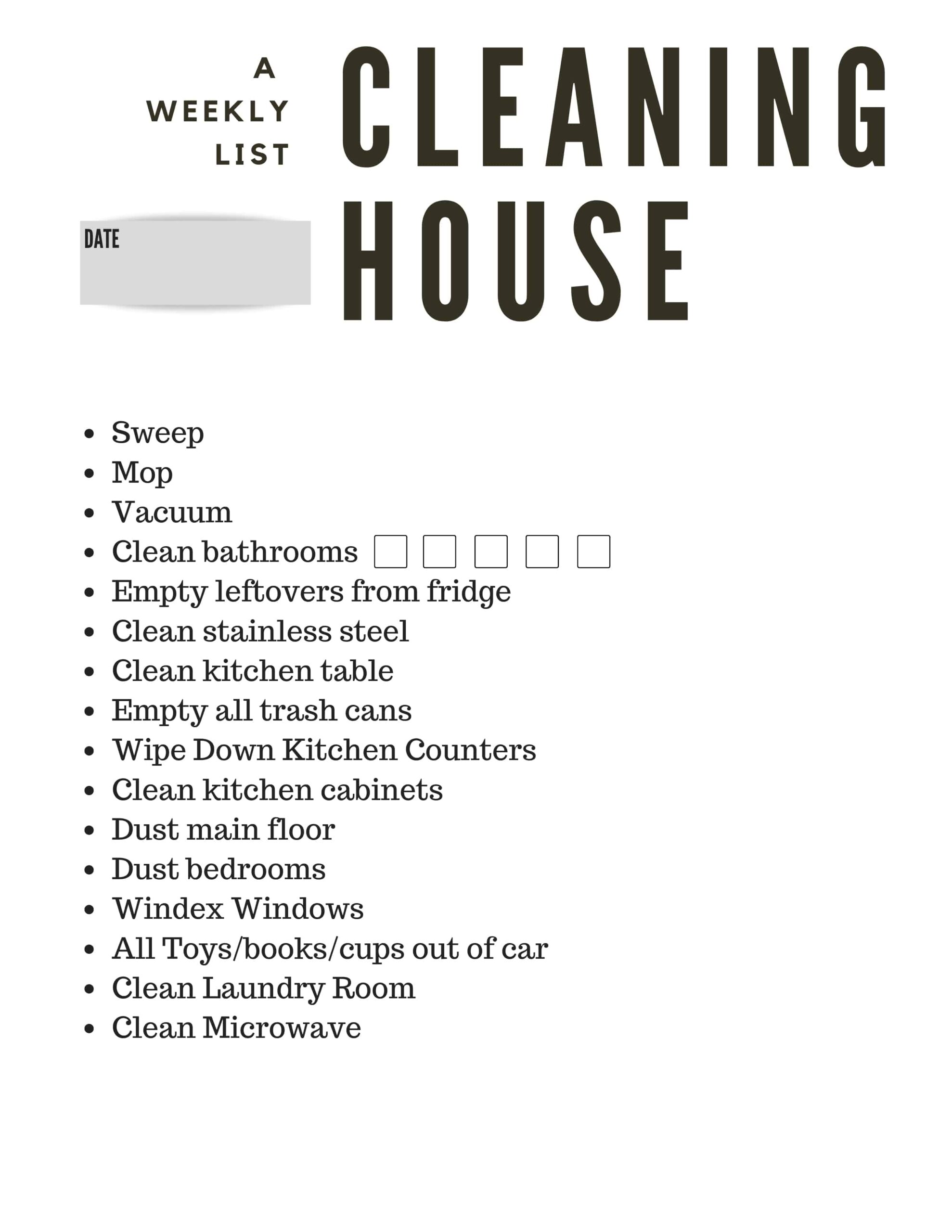 Free Printable Weekly Cleaning Lists Arinsolangeathome