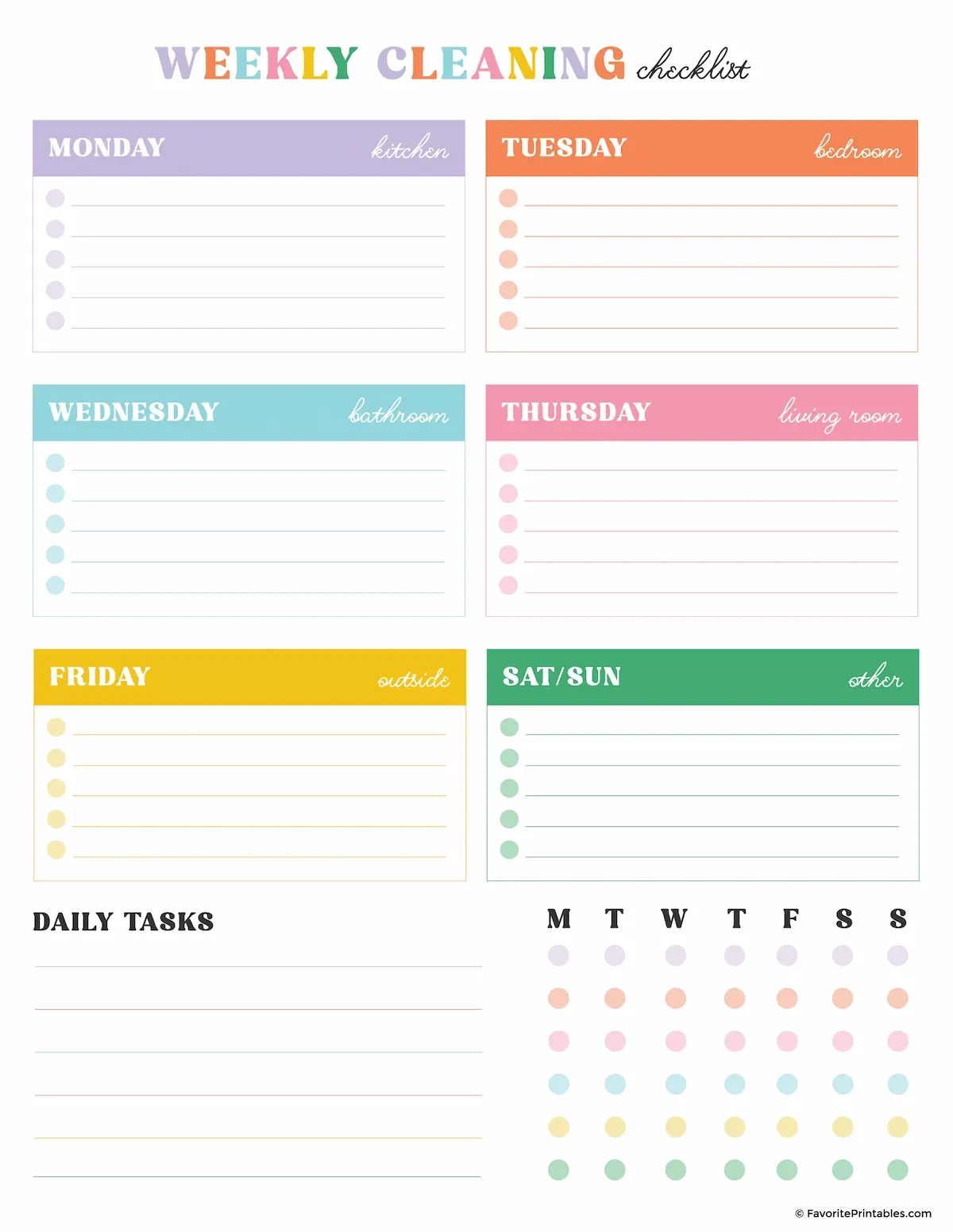 Free Printable Daily Cleaning Schedule