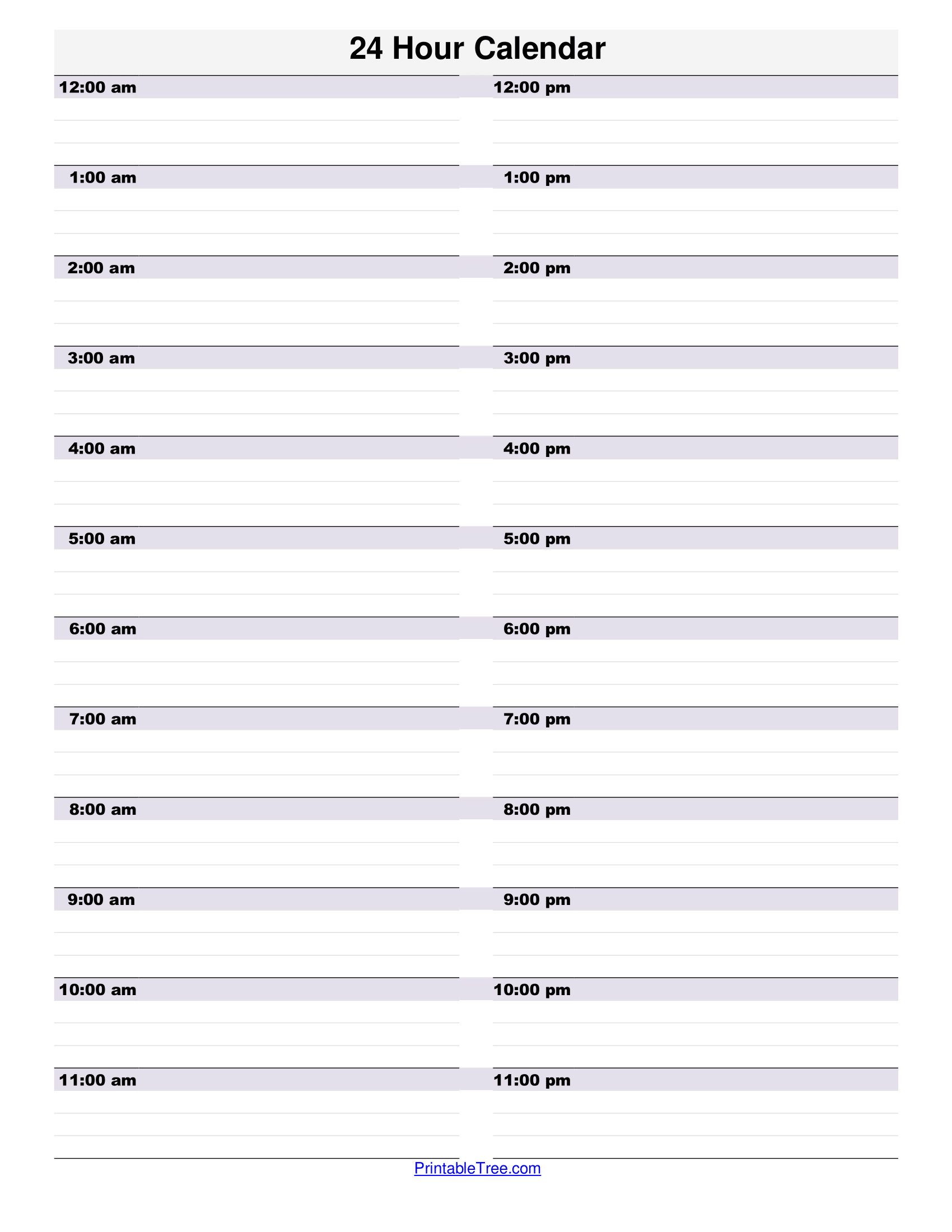 Hour By Hour Printable Schedule