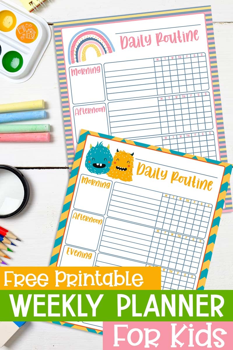 Free Printable Weekly Planner For Kids With Two Fun Designs Sunny Day Family