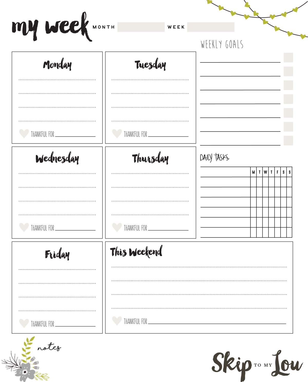 Weekly Schedule Printable