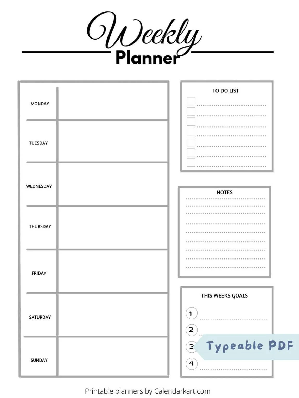 Seven Day Schedule Printable