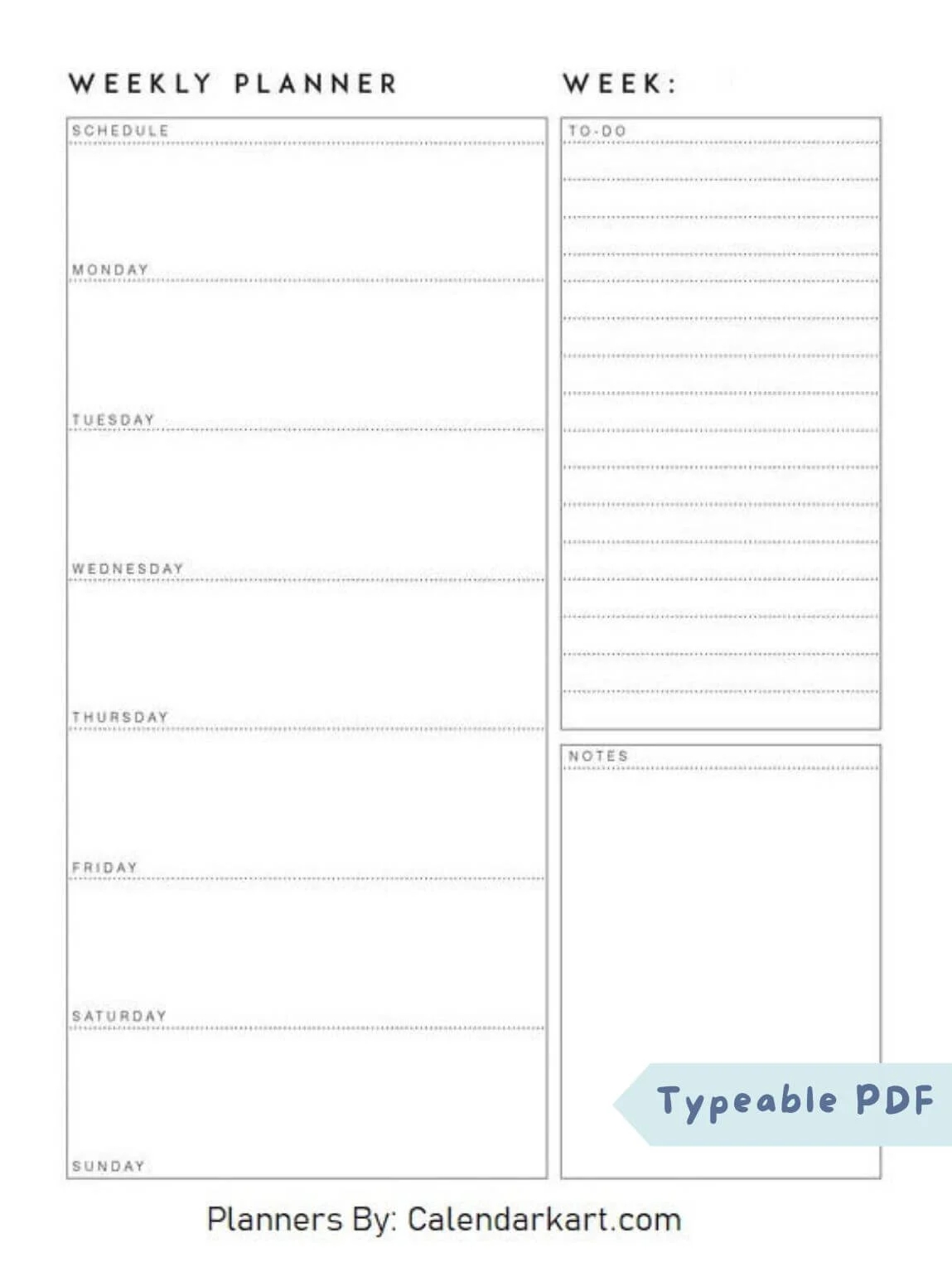 Printable Weekly Schedule Free