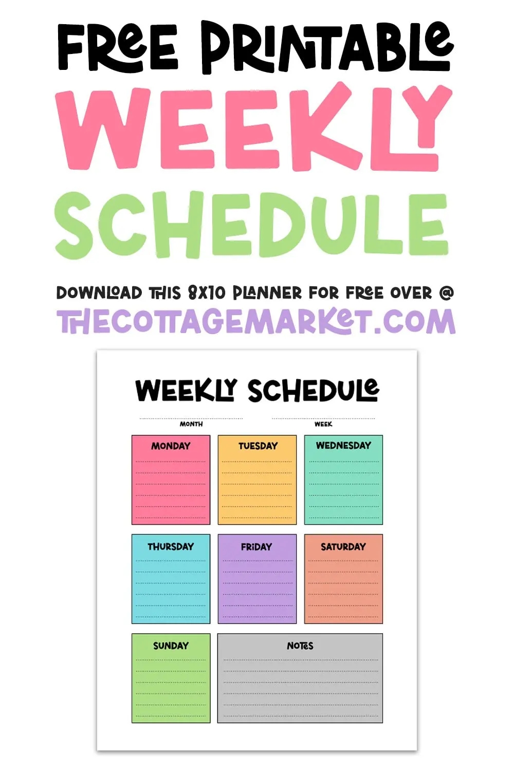 Free Printable Weekly Schedule The Cottage Market