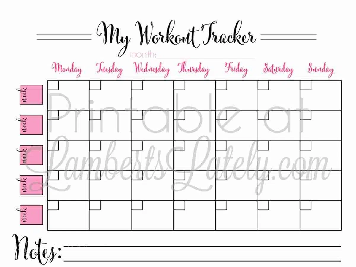 Workout Schedule Printable Free
