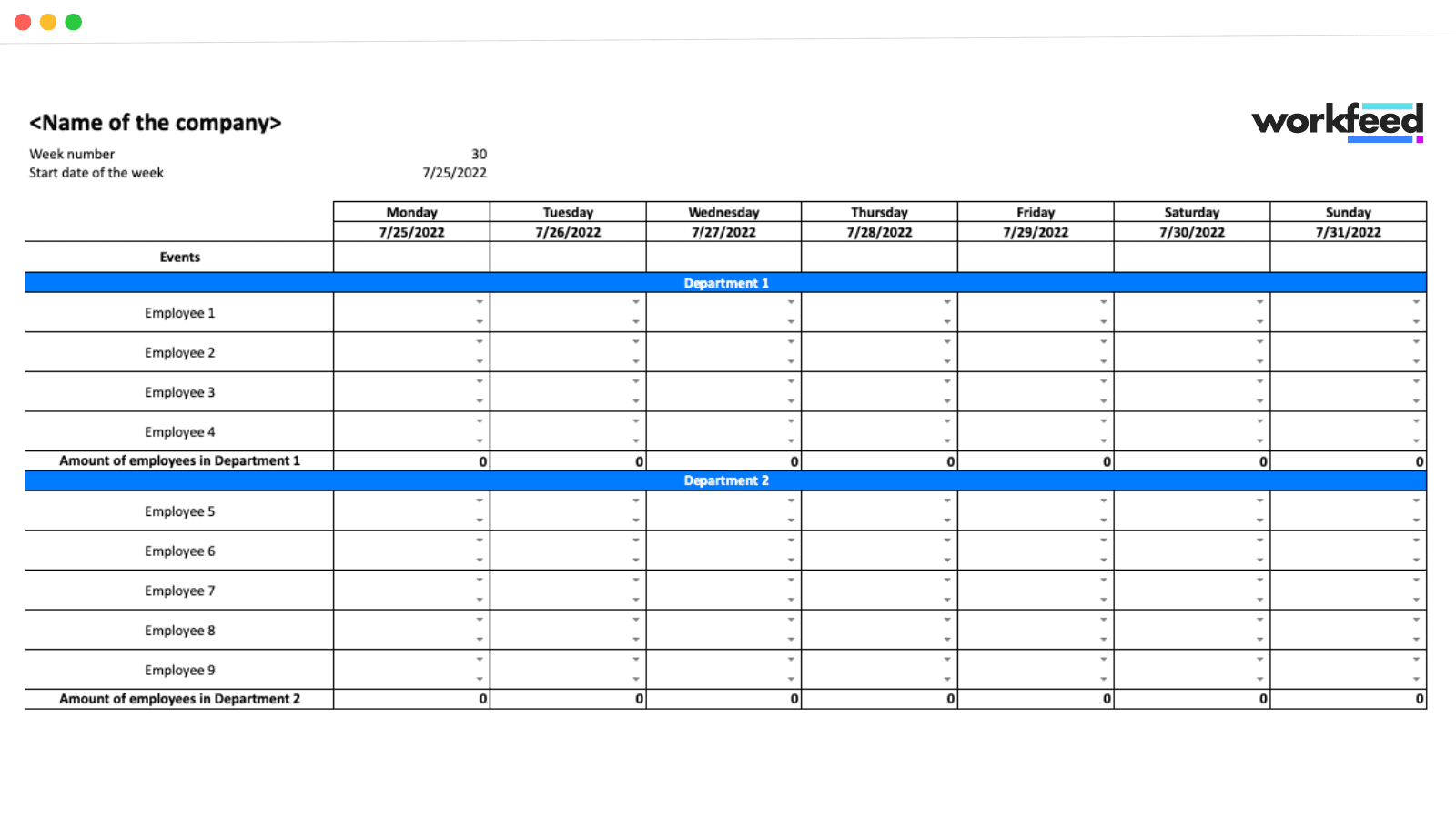 Free Restaurant Schedule Template Workfeed
