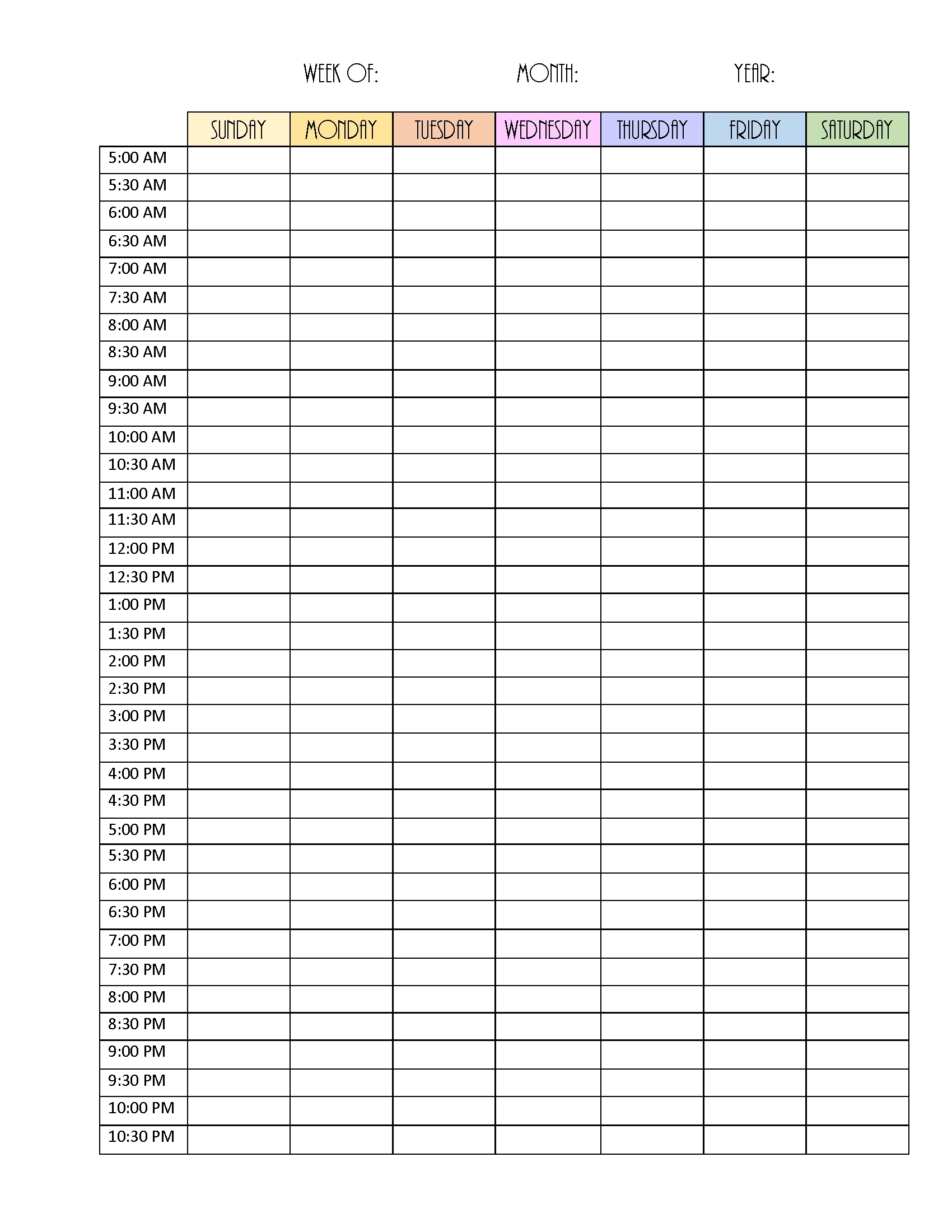 FREE Schedule Template Customizable And Printable
