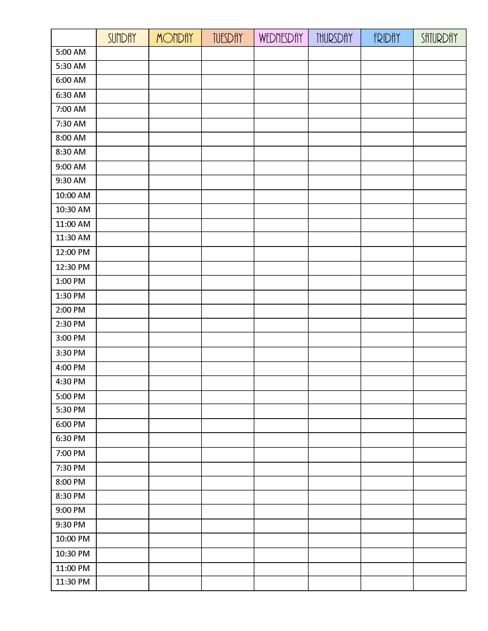 FREE Schedule Template Customizable And Printable
