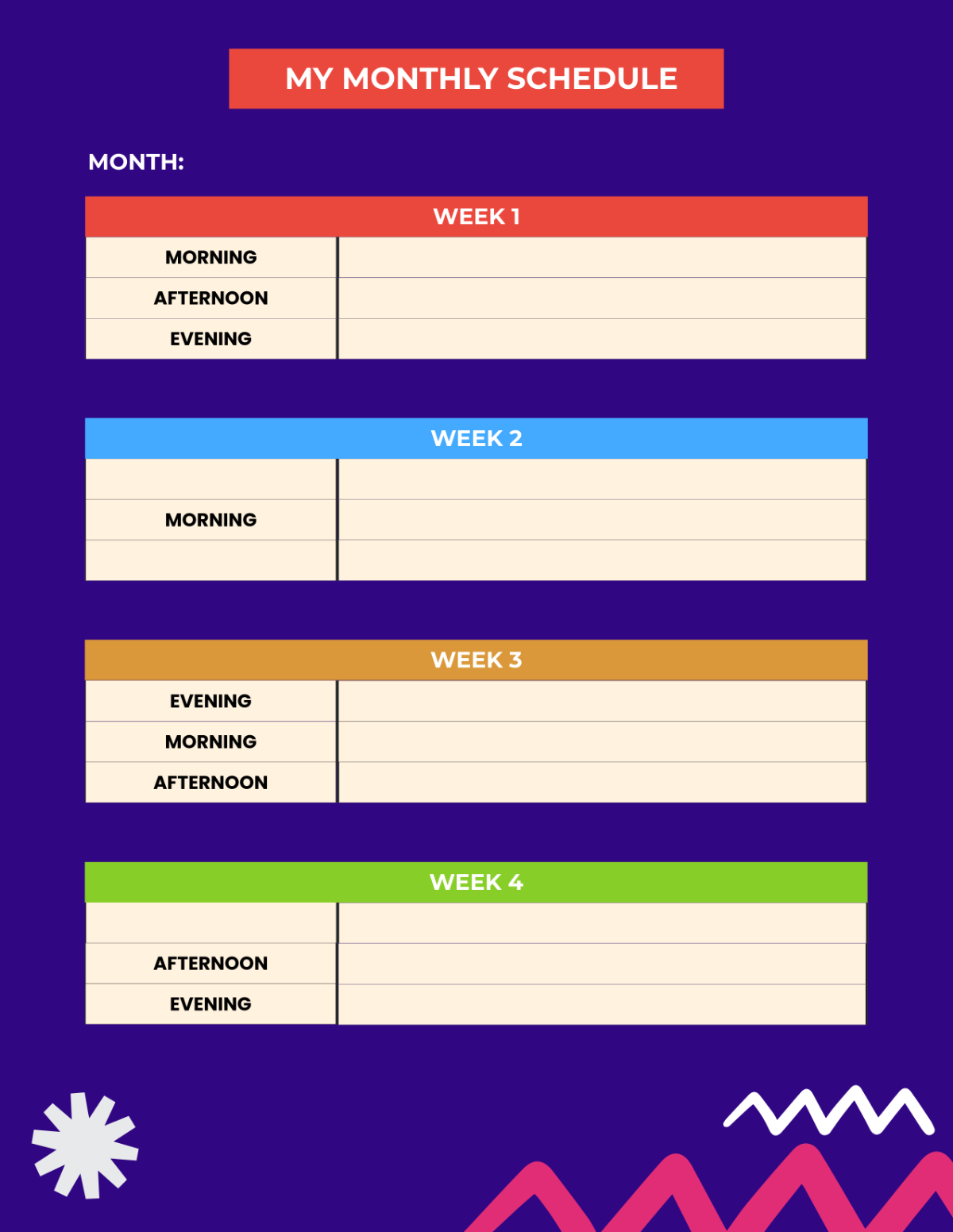 Free Schedule Templates Editable And Printable