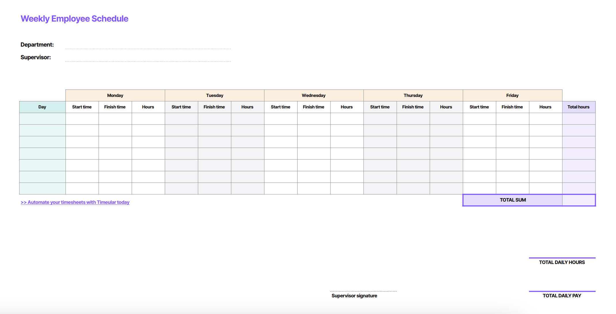 FREE Schedule Templates Weekly Daily Monthly Timeular Worksheets Library