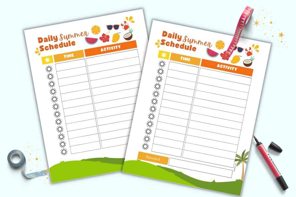 Child Daily Schedule Template Free Printable