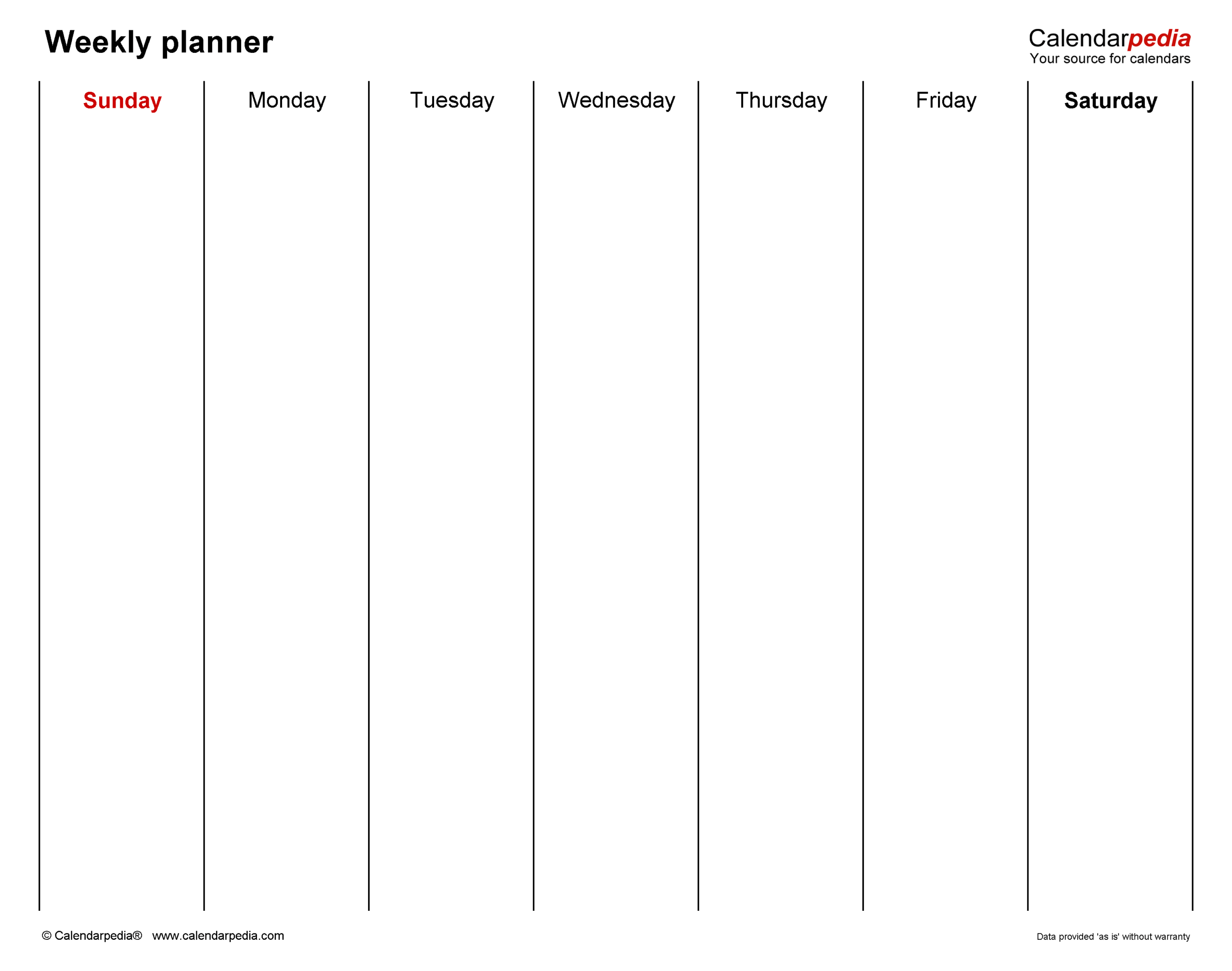 Free Printable Blank Weekly Schedule Template