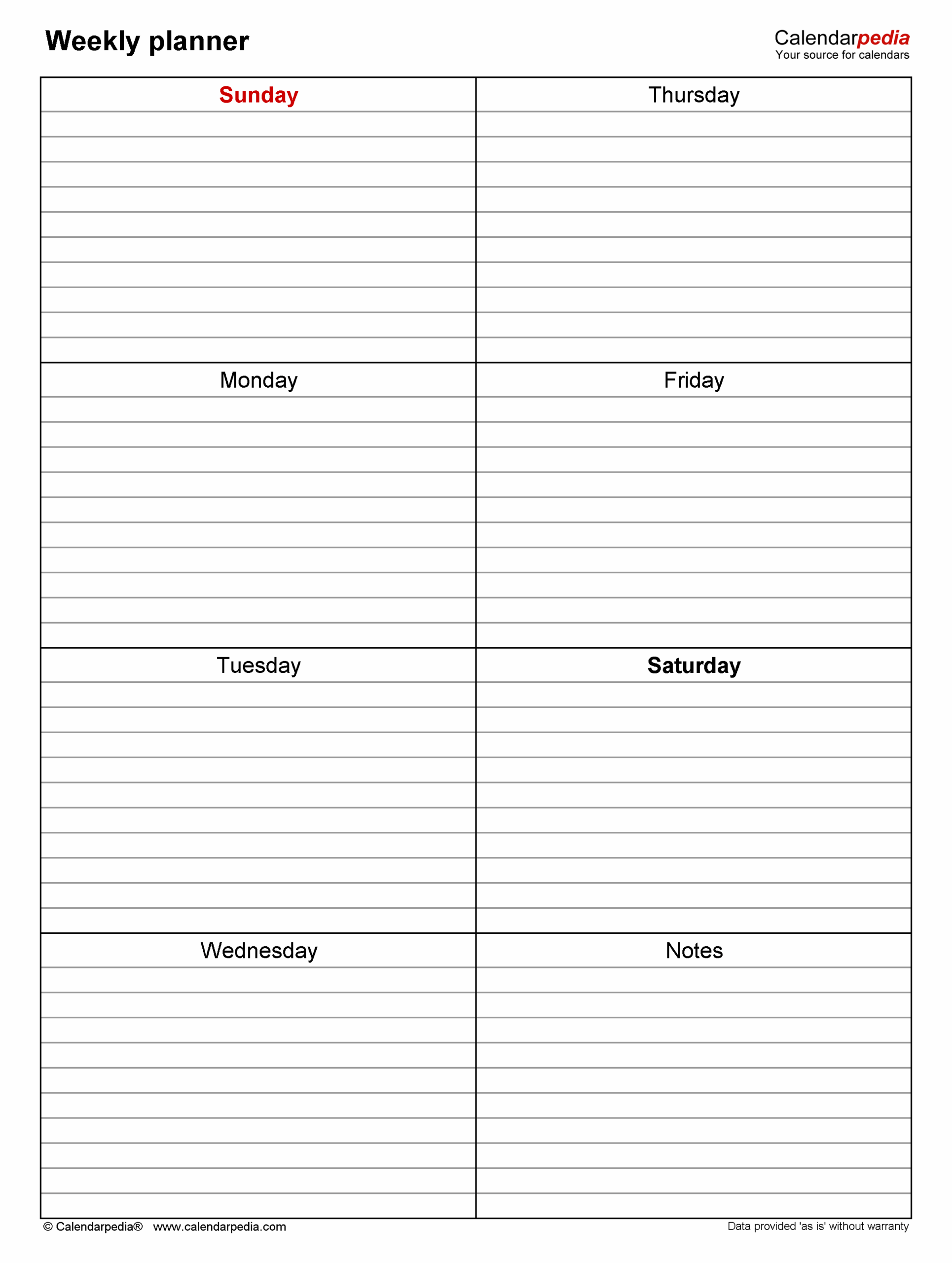 Free Weekly Planners In PDF Format 20 Templates