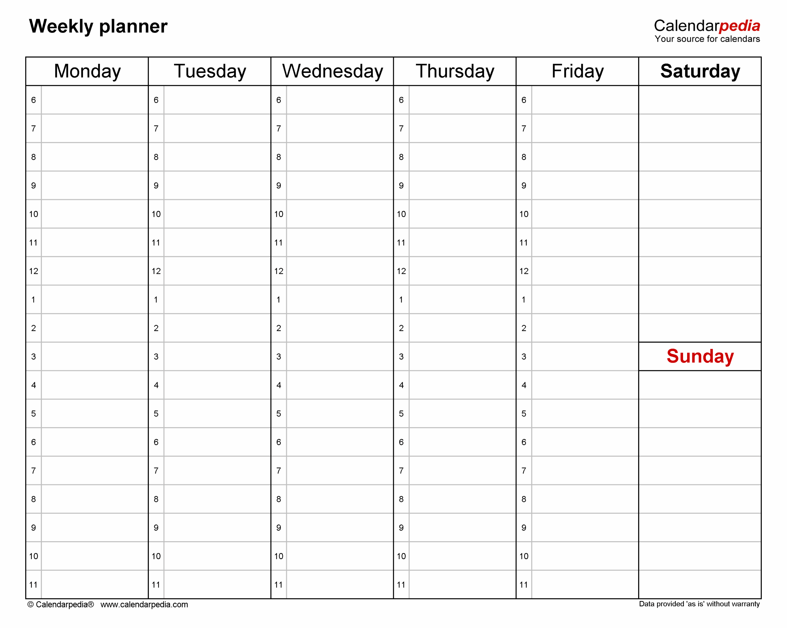 Weekly Schedule Printable Hourly Planner Pdf