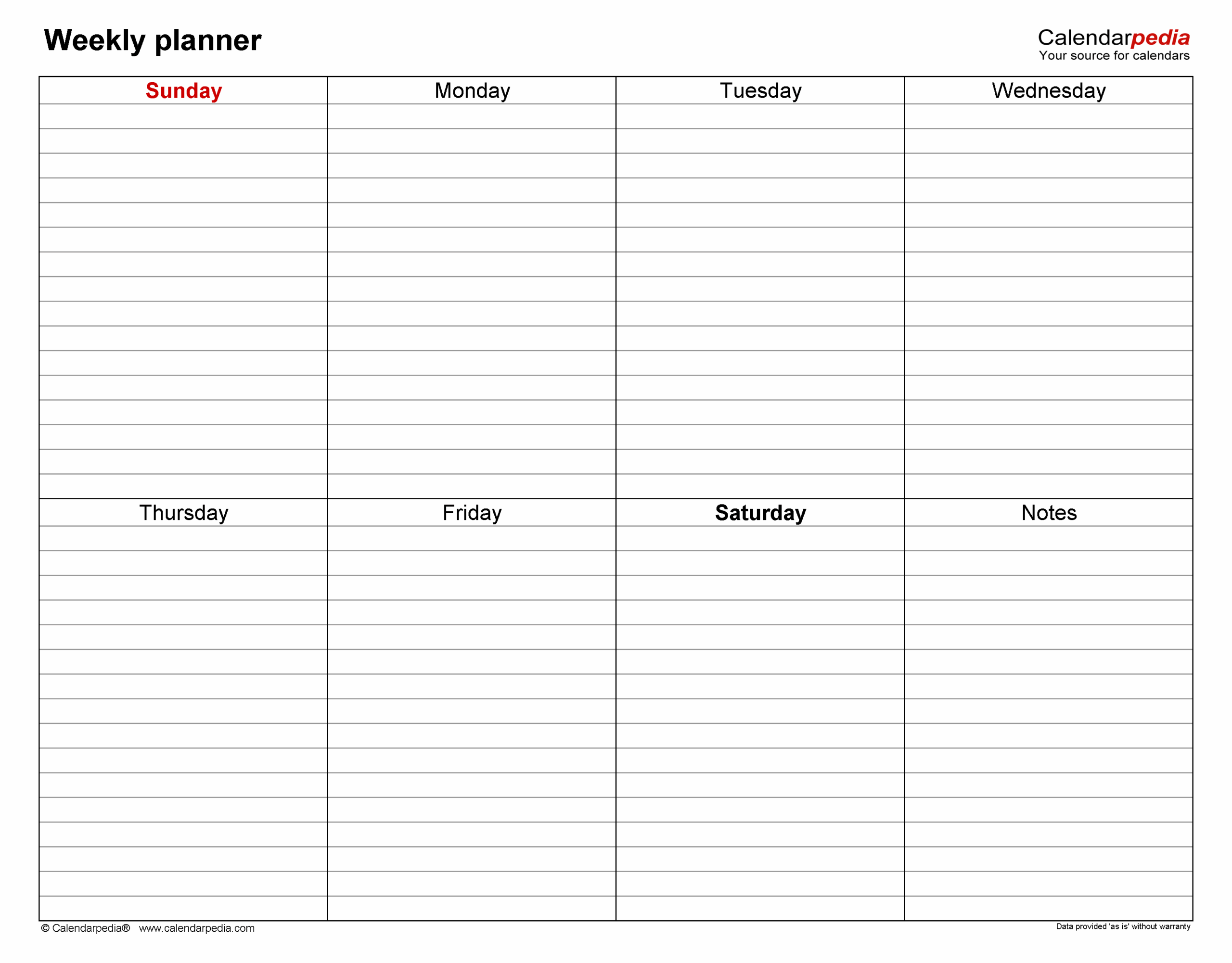 Free Weekly Planners In PDF Format 20 Templates Worksheets Library