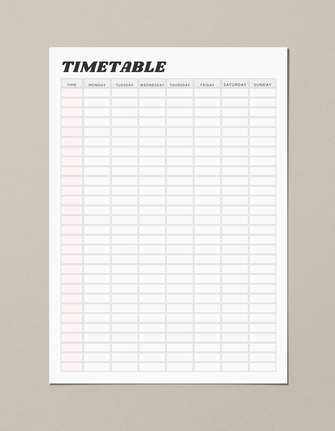 Work Schedule Template Printable Free