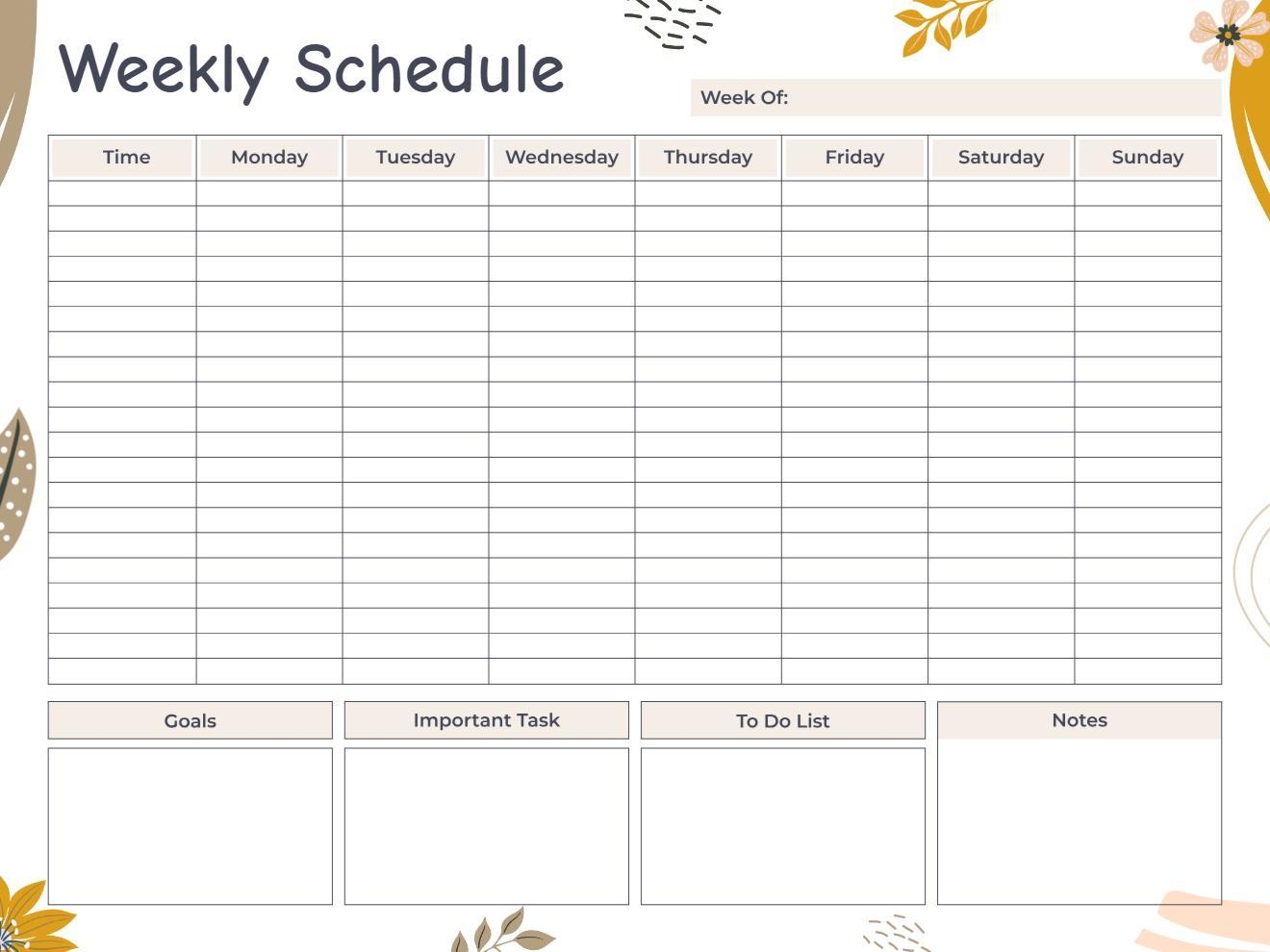Free Weekly Schedule Templates Printable Customizable