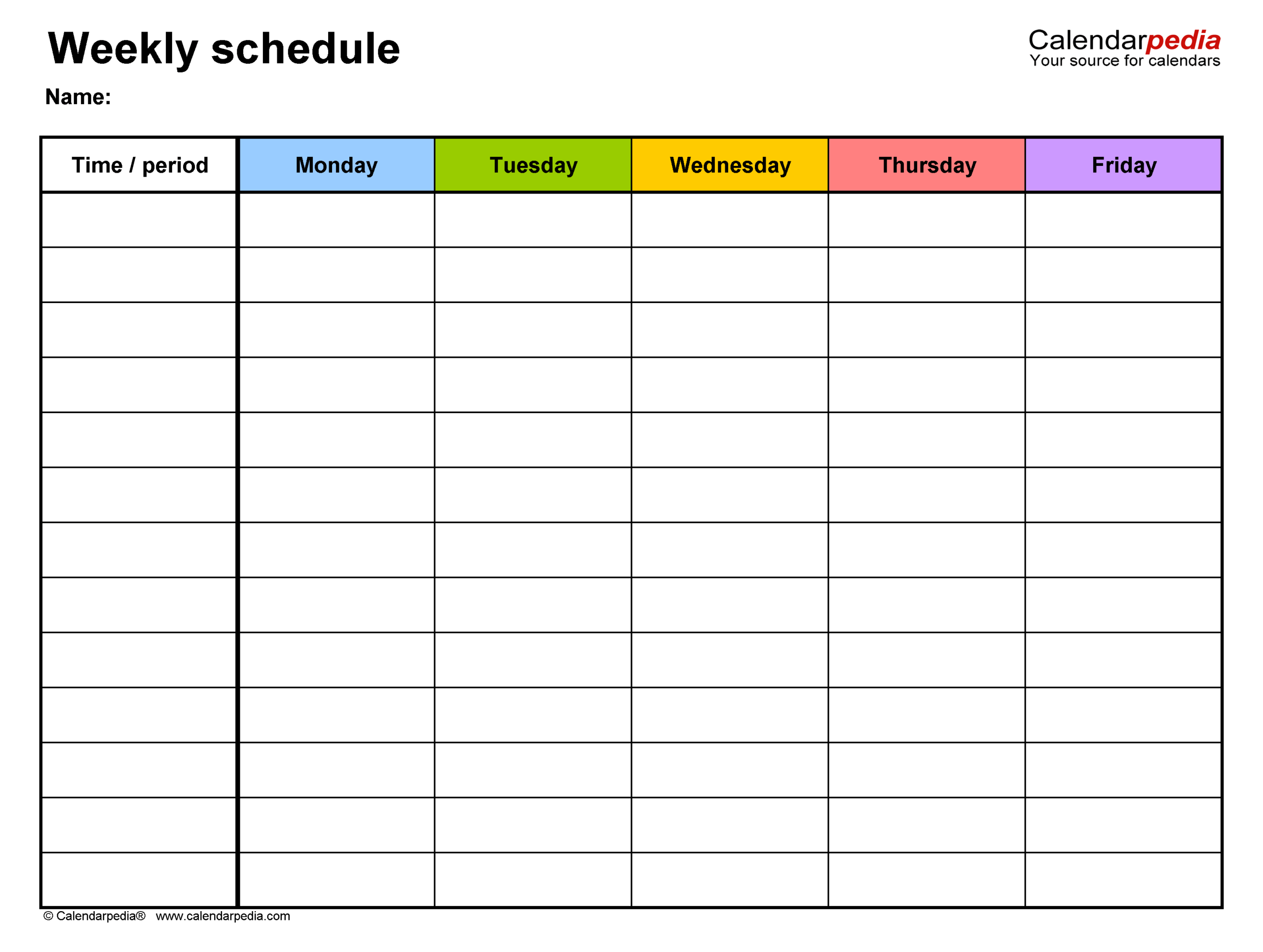 Free Weekly Schedules For PDF 24 Templates