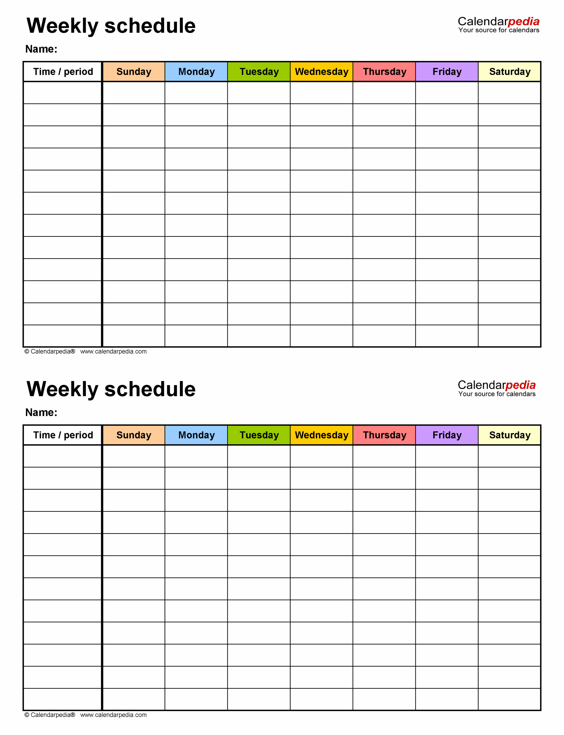 Free Printable Work Schedule