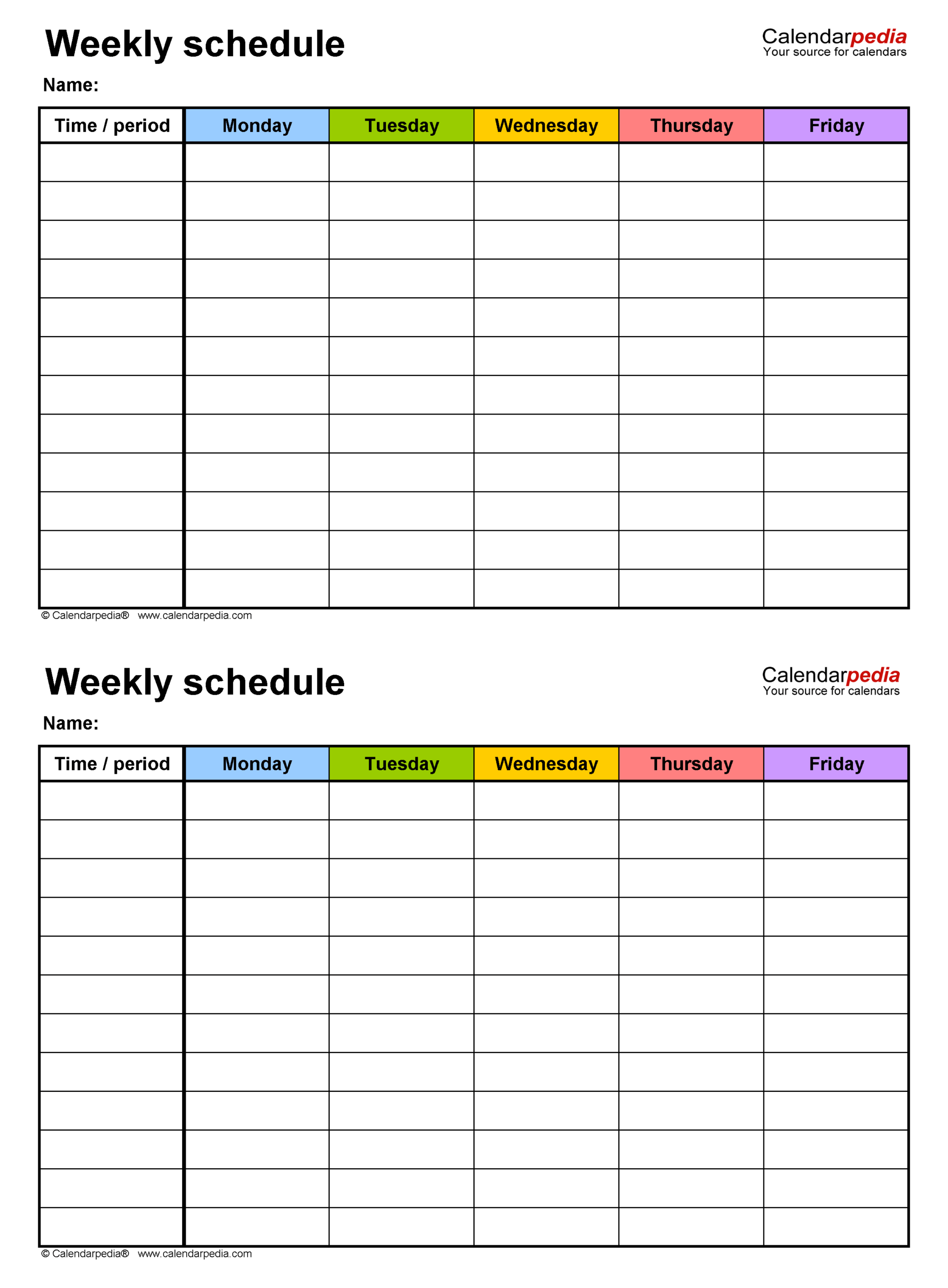 Free Weekly Schedules For PDF 24 Templates