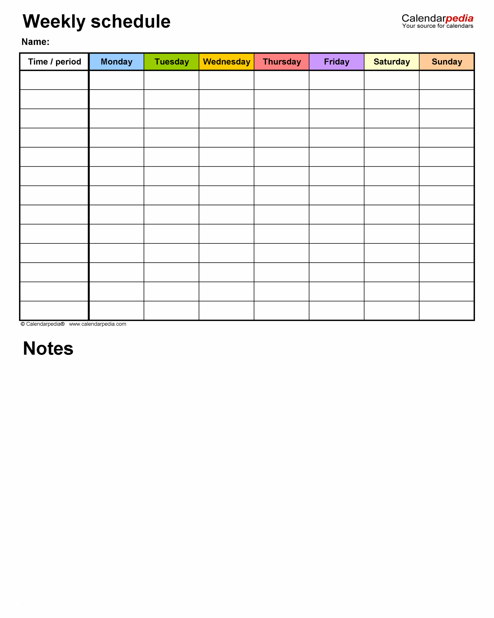 Printable Weekly Schedules
