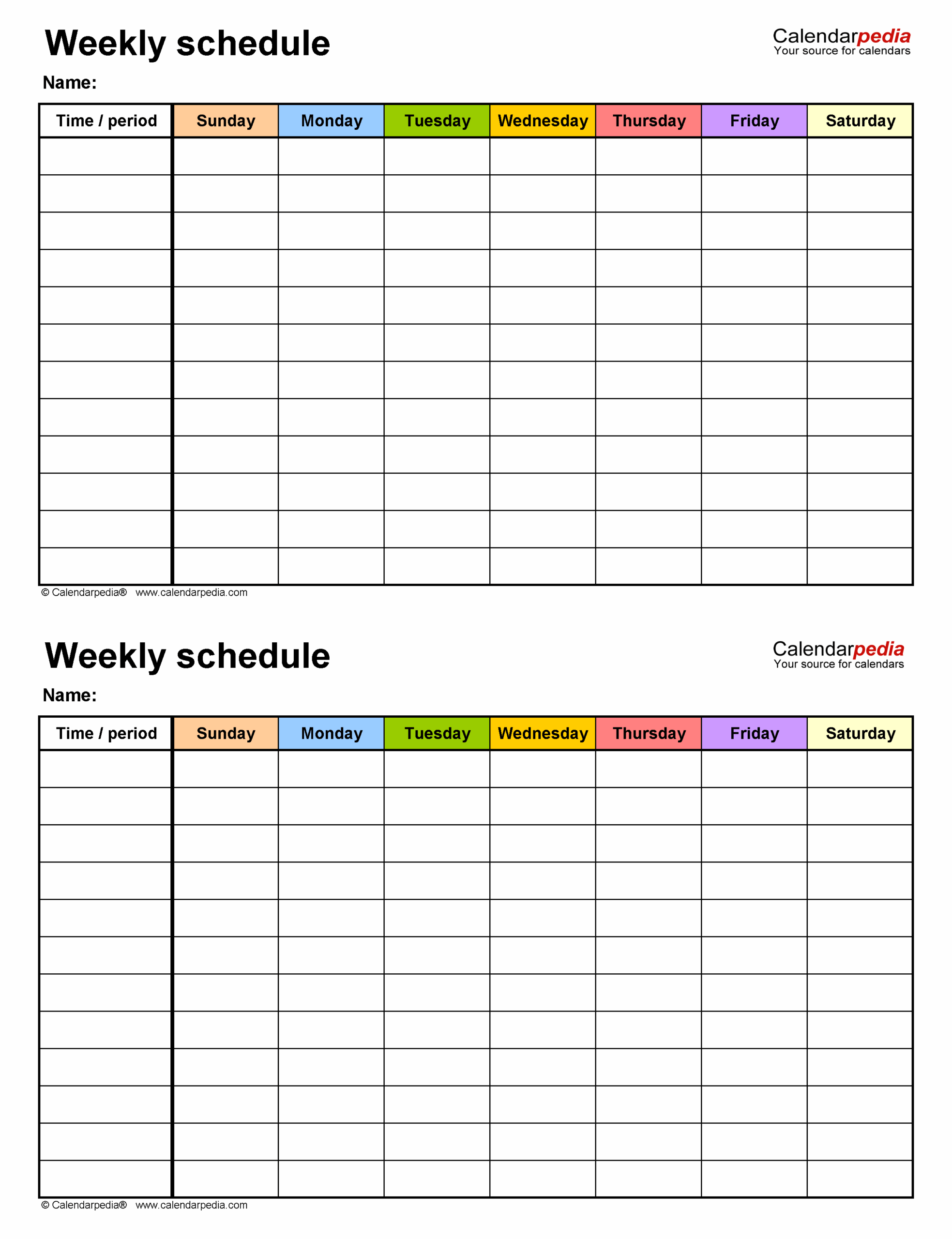 Free Weekly Schedules For Word 24 Templates