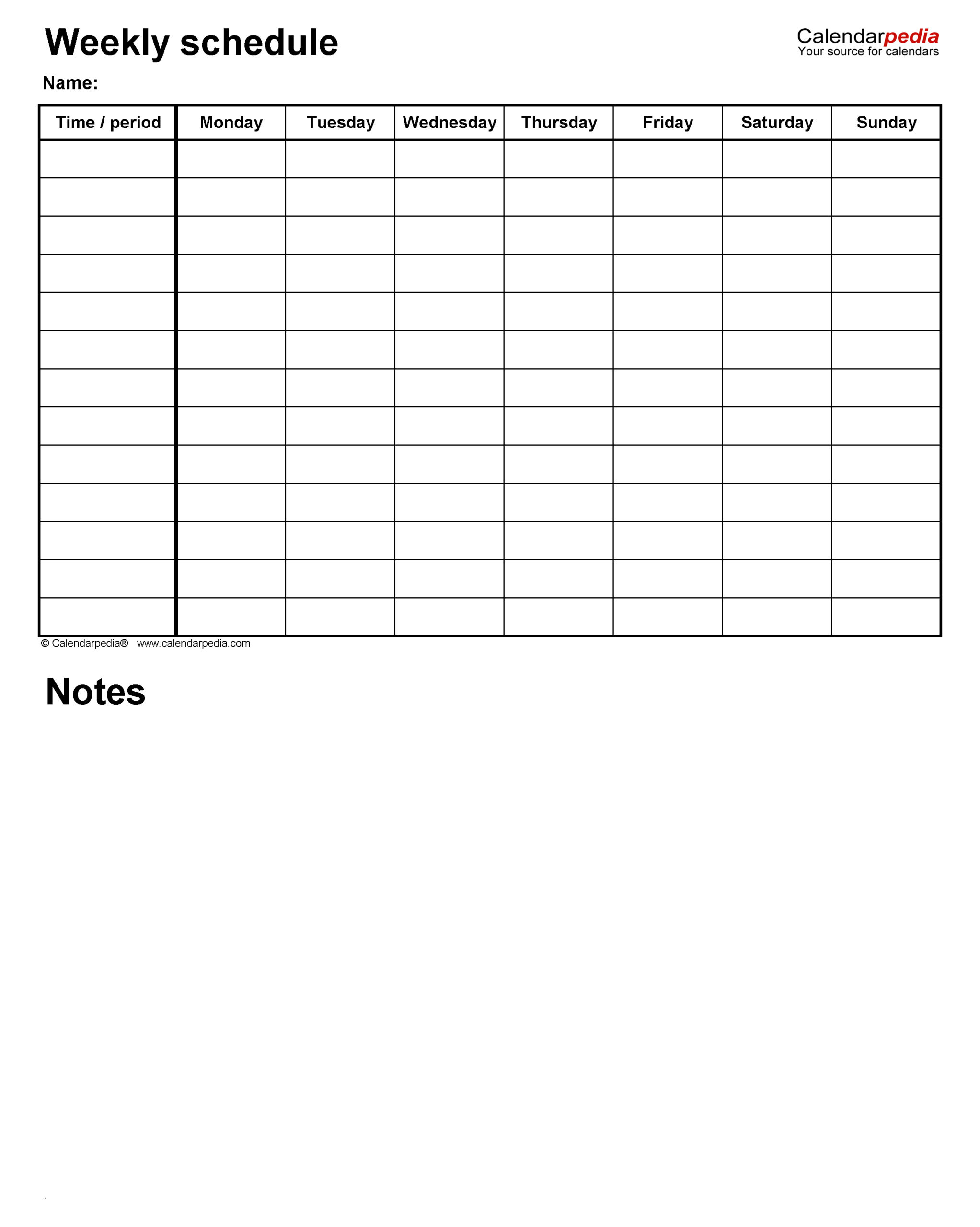Free Weekly Schedules For Word 24 Templates