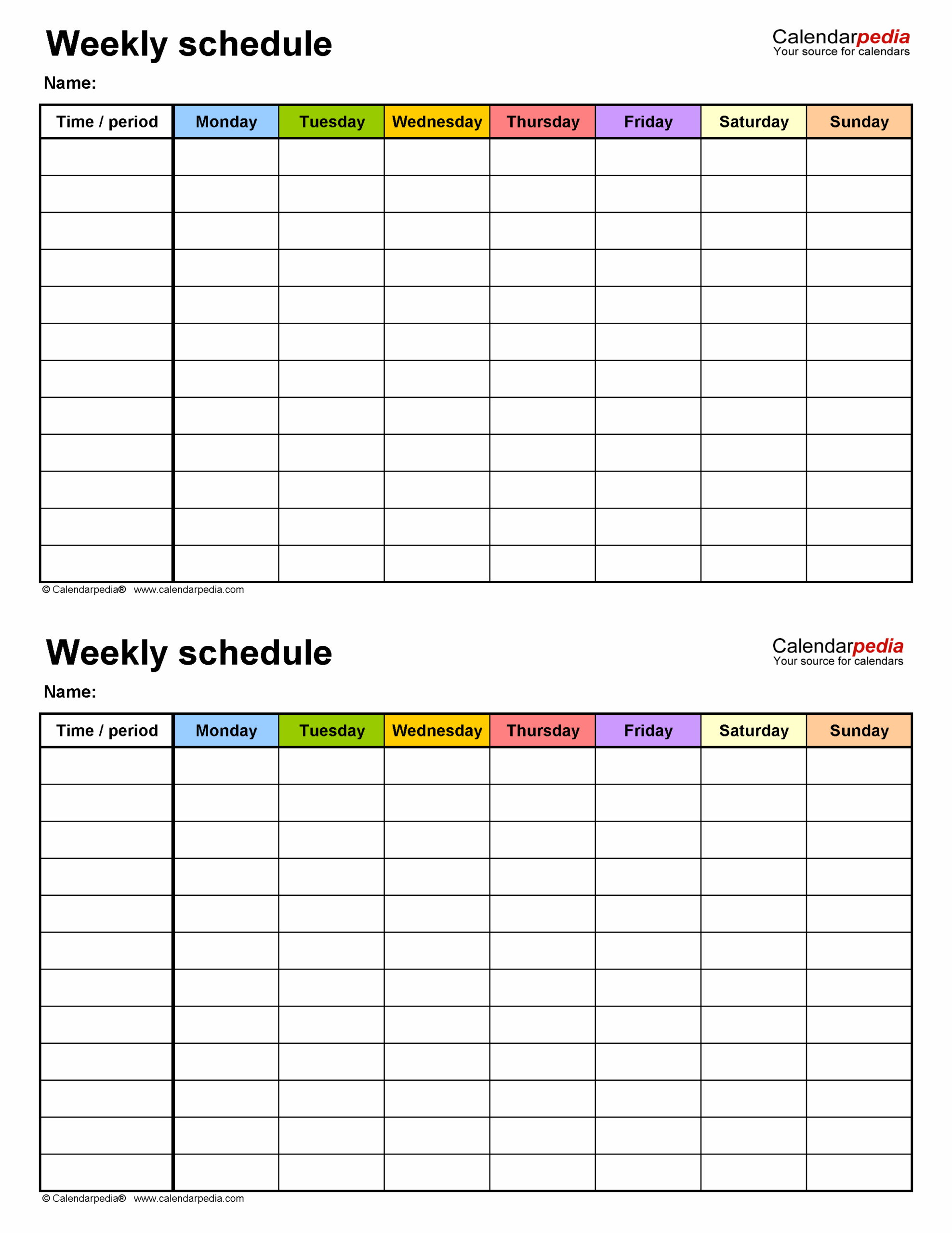 Free Weekly Schedules For Word 24 Templates Worksheets Library