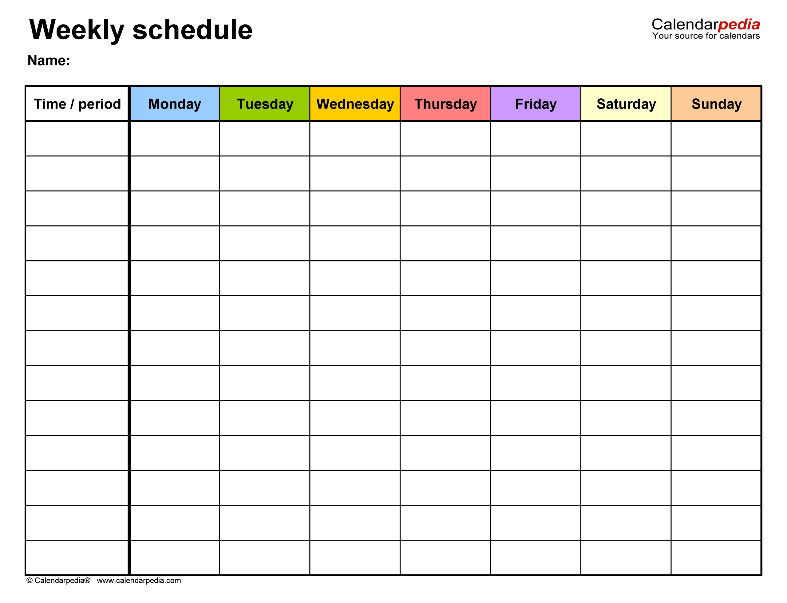 Free Weekly Schedules For Word 24 Templates Worksheets Library