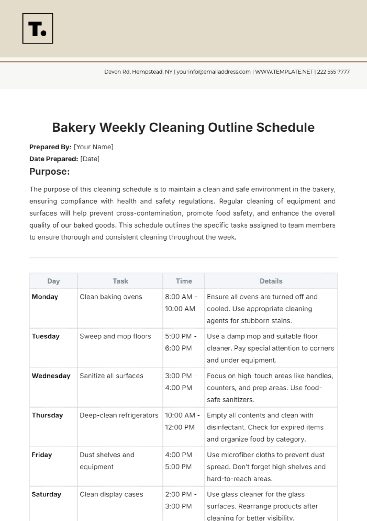Free Weekly Shower Schedule Template To Edit Online