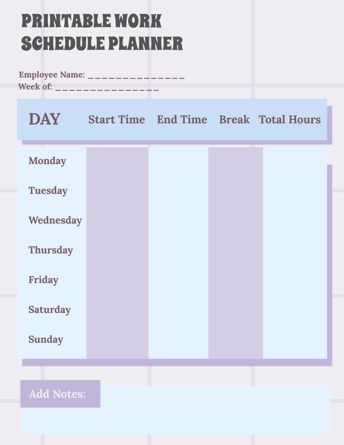 Free Work Schedule Planner Templates To Customize Online