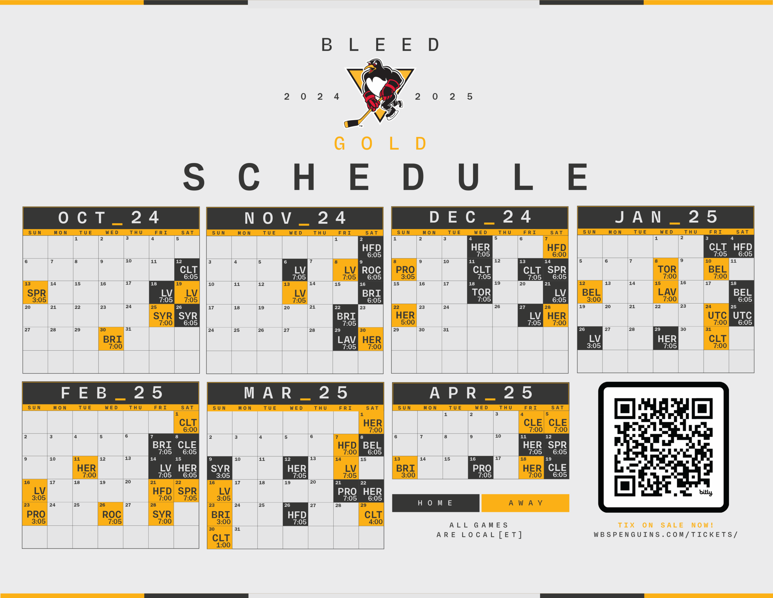 Penguins Printable Schedule