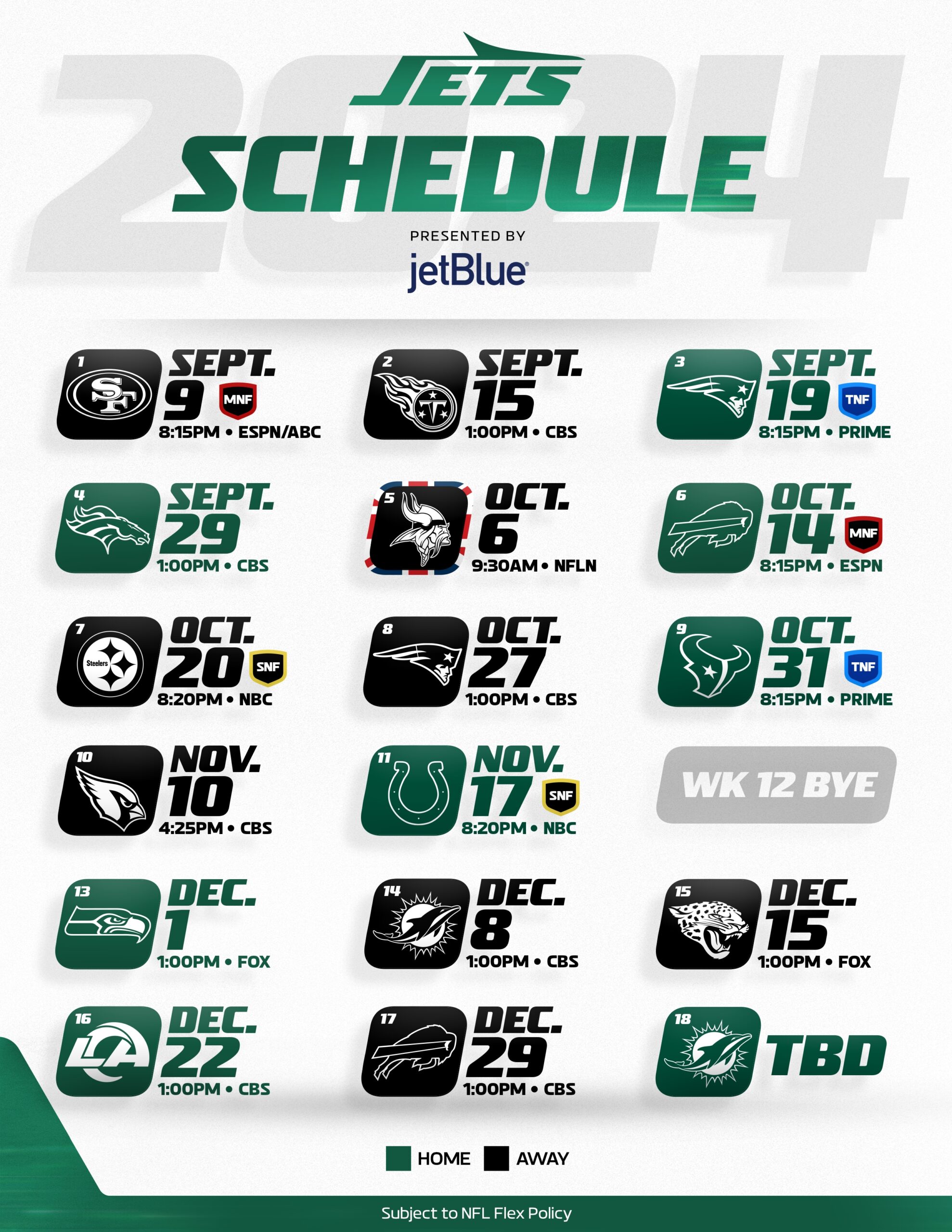 Future New York Jets Schedules And Opponents FBSchedules Worksheets Library