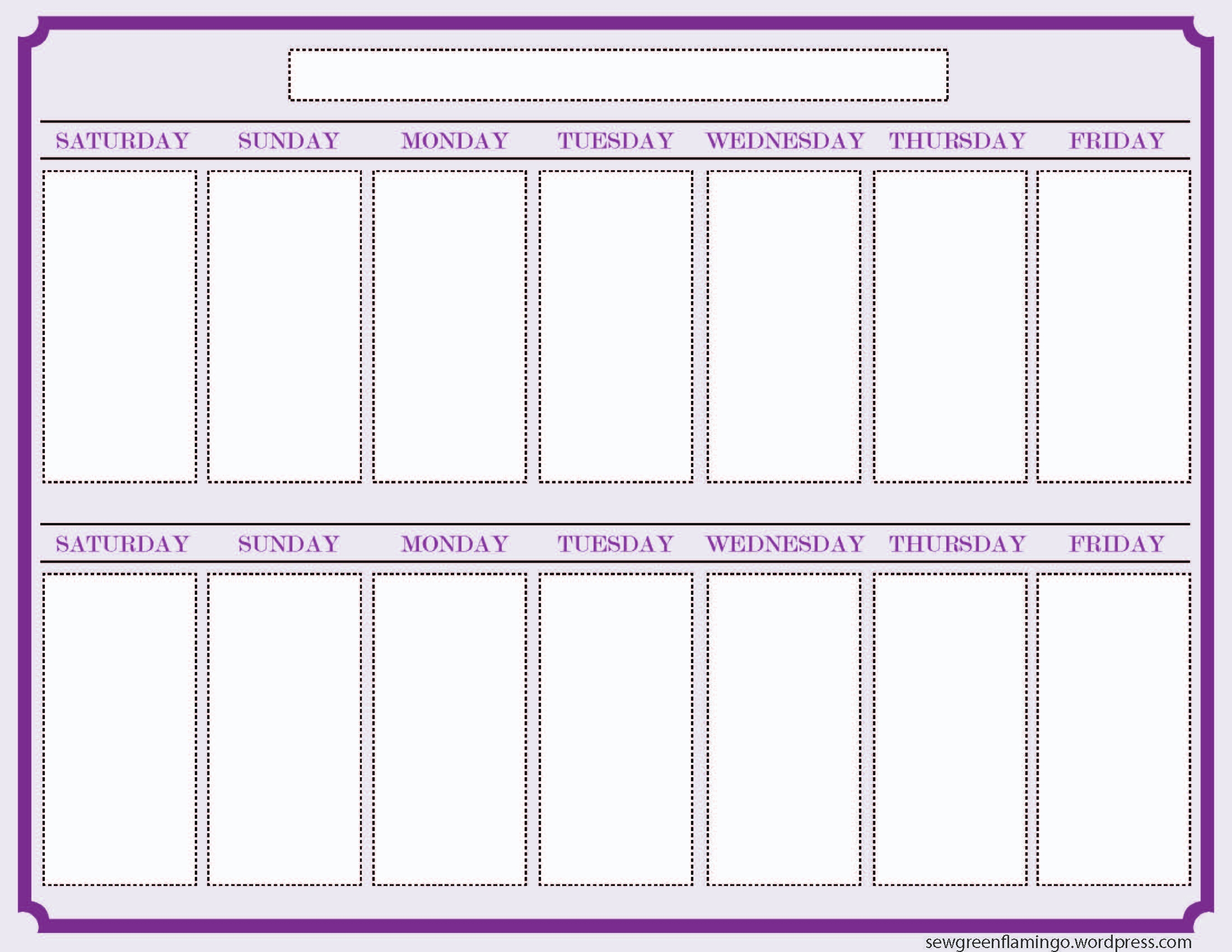 Getting Organized 2 week Planner Sew Green Flamingo