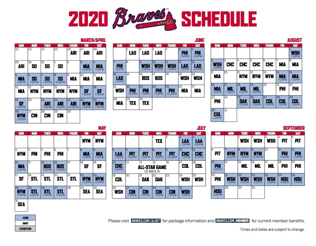 Grant McAuley On X Here s The Full 2020 Braves Regular Season Schedule Https t co MySSC2rfqy X