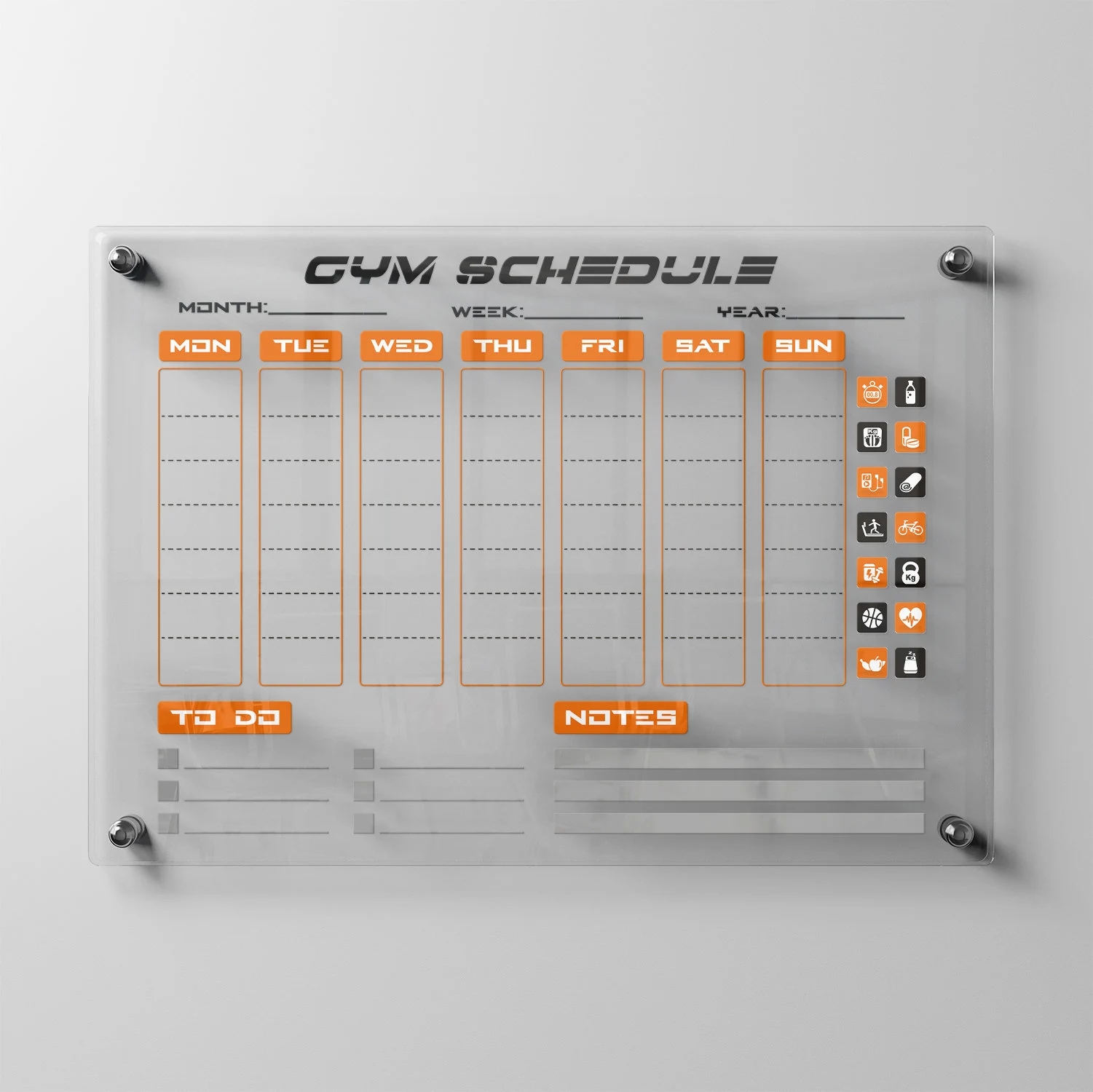 Gym Schedule Acrylic Fitness Planner Daily Tracker Weekly Tracker Acrylic Planner Workout Whiteboard Acrylic Dry Erase Board Etsy