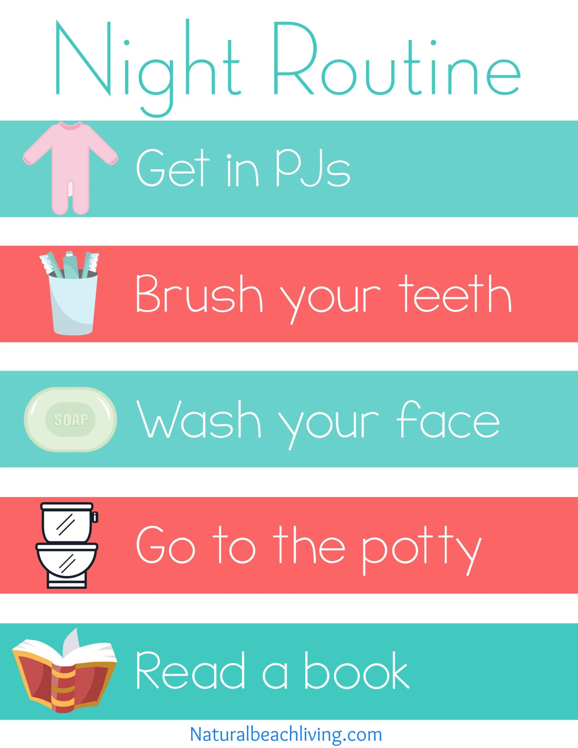 Home Visual Schedule Printables For Morning And Night Routine Natural Beach Living