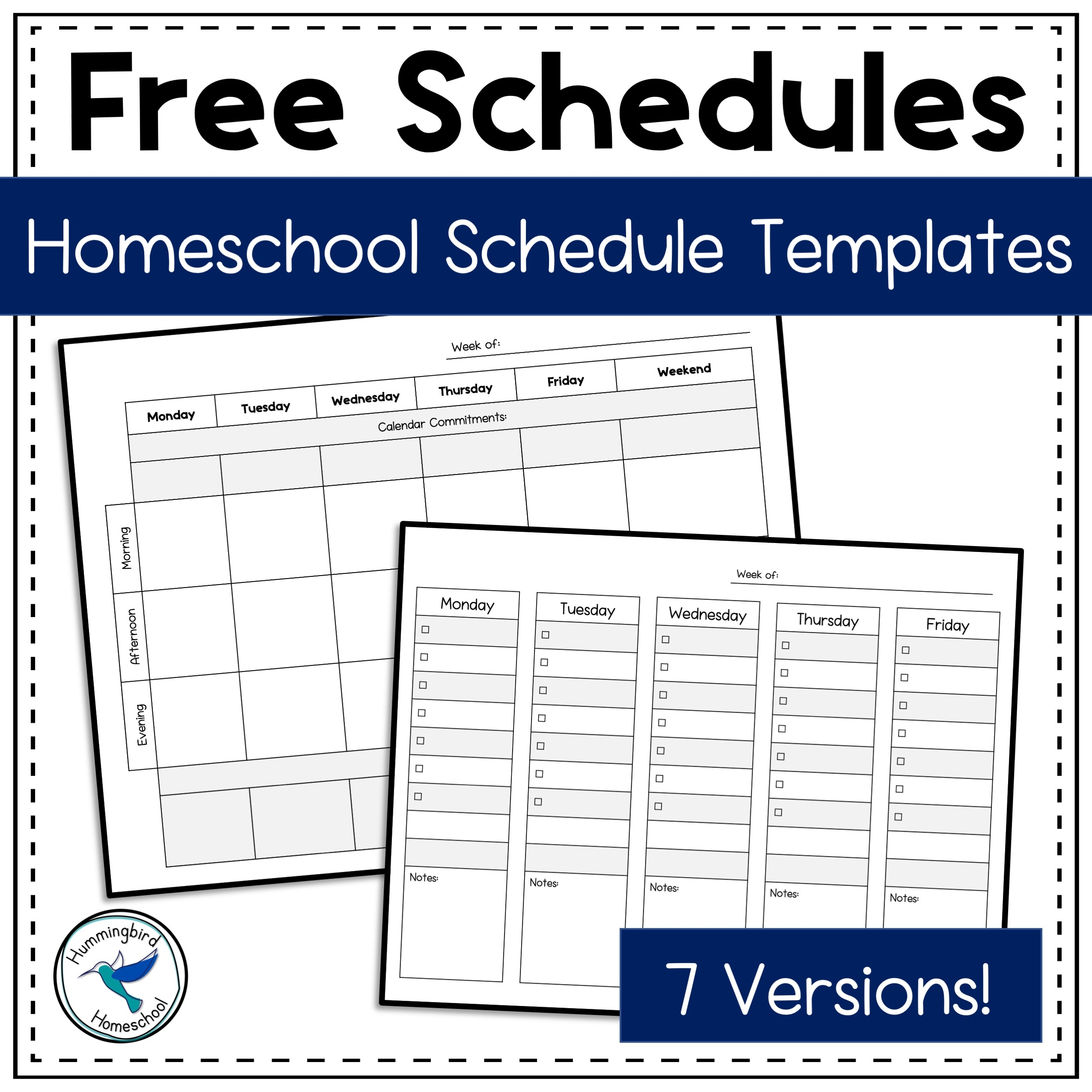 Homeschool Schedule Templates Block Loop Relaxed Checklist Schedules Made By Teachers
