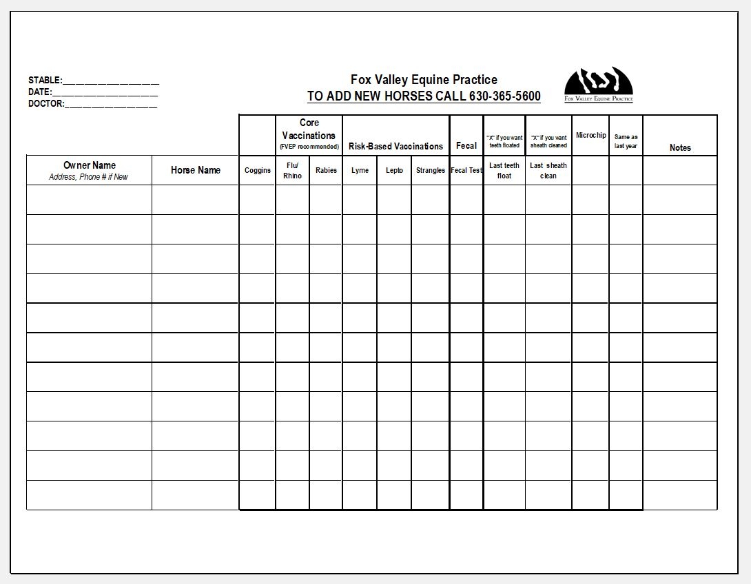 Horse Worming Schedule Chart Printable