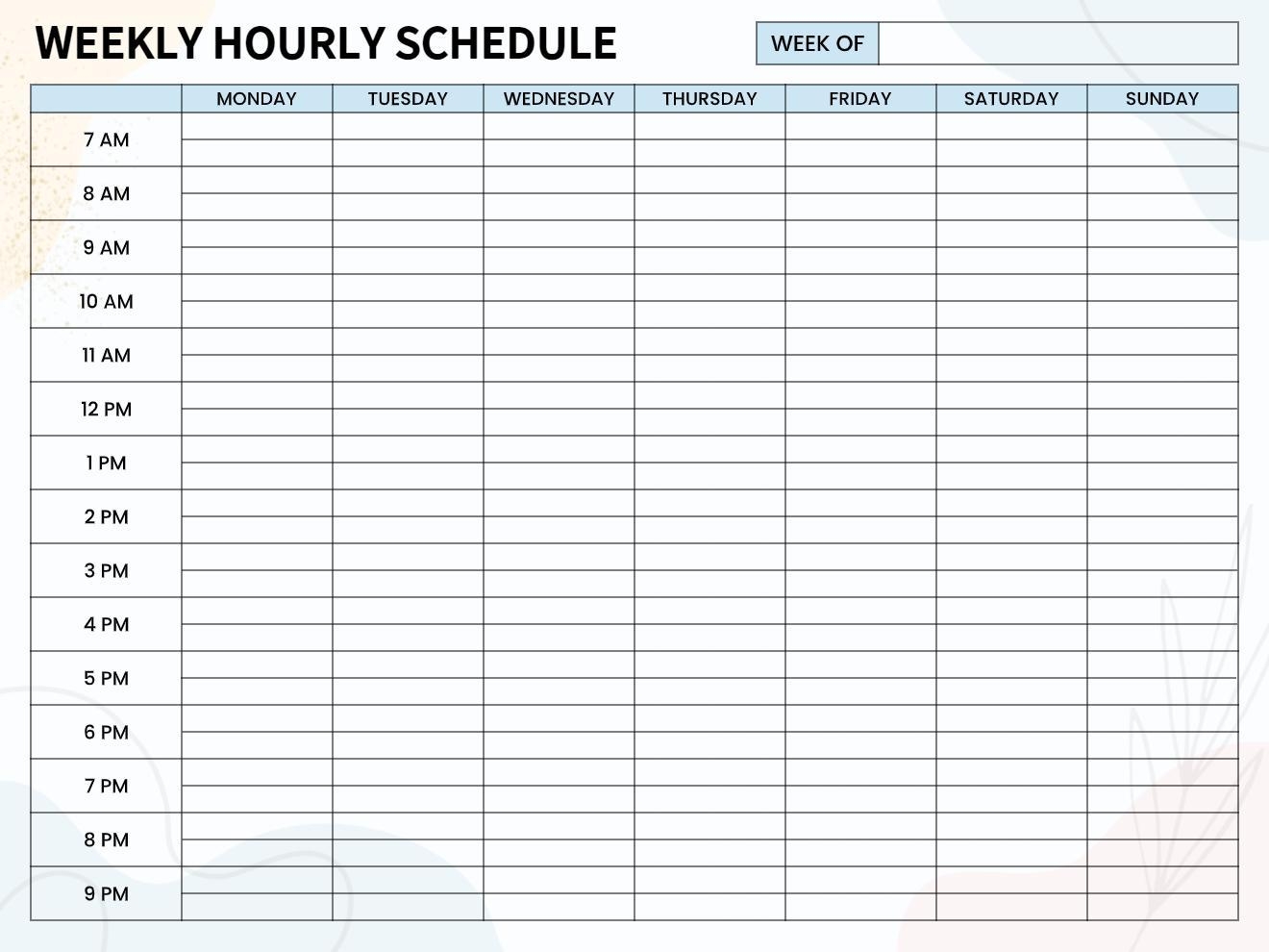 Hourly Planner Templates Editable PDF App Download