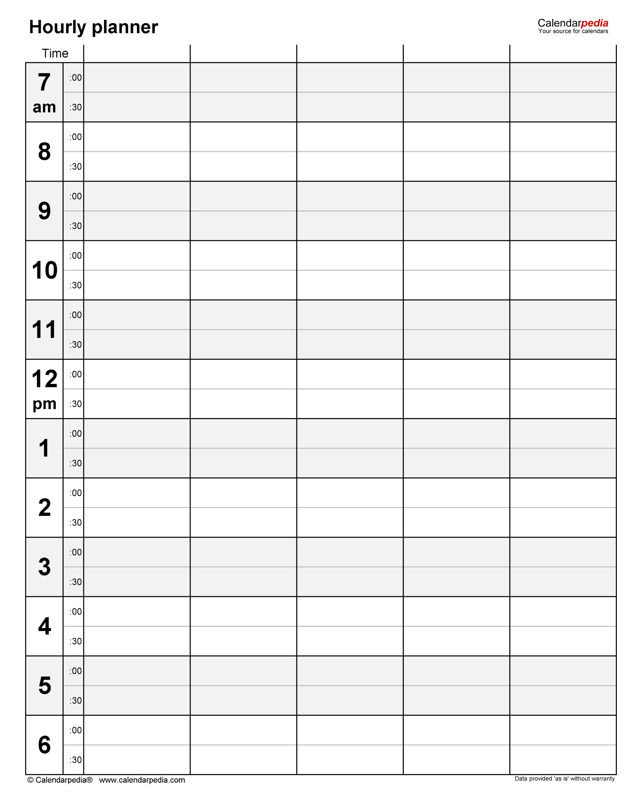 Hourly Planners In Microsoft Excel Format 20 Templates