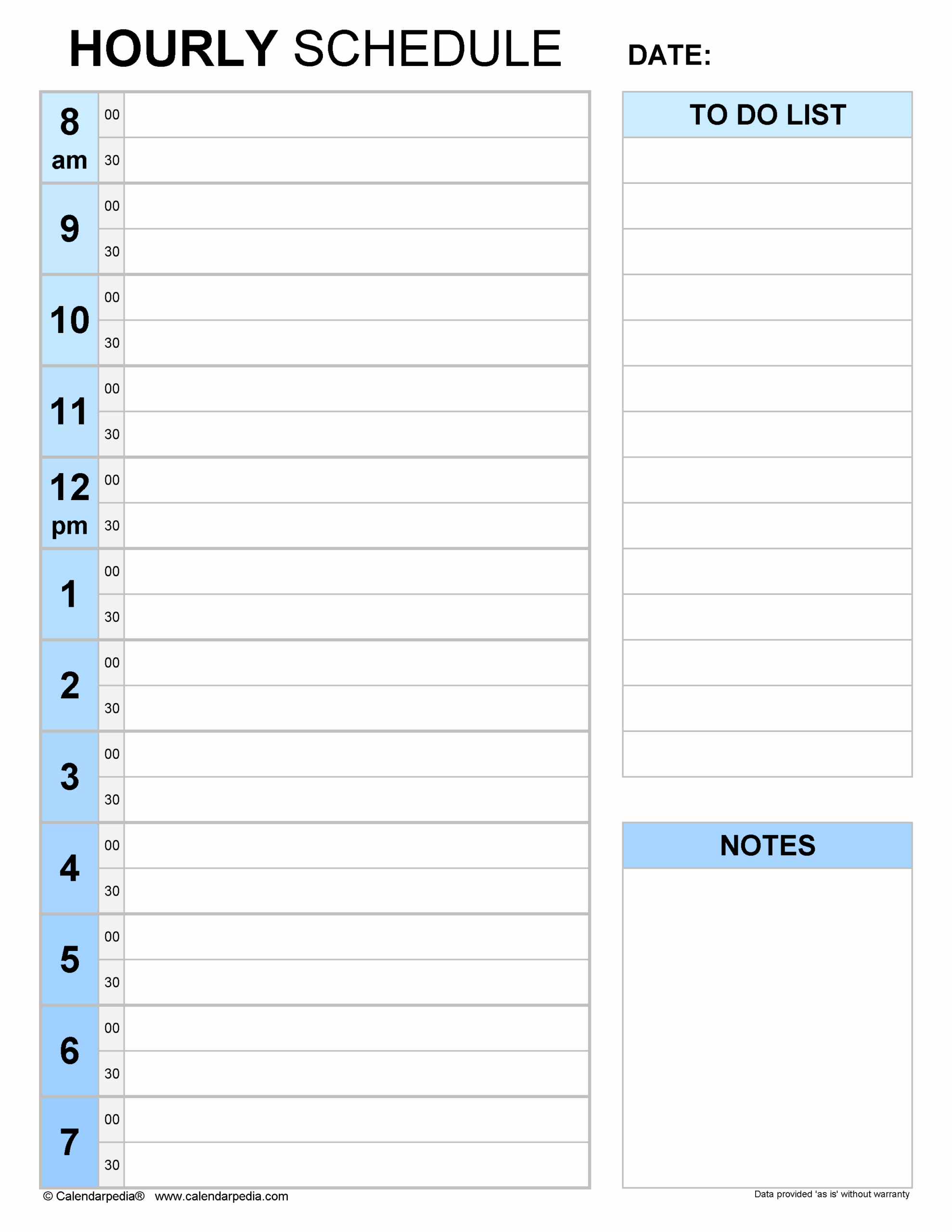 Hourly Schedules In Microsoft Word Format 20 Templates