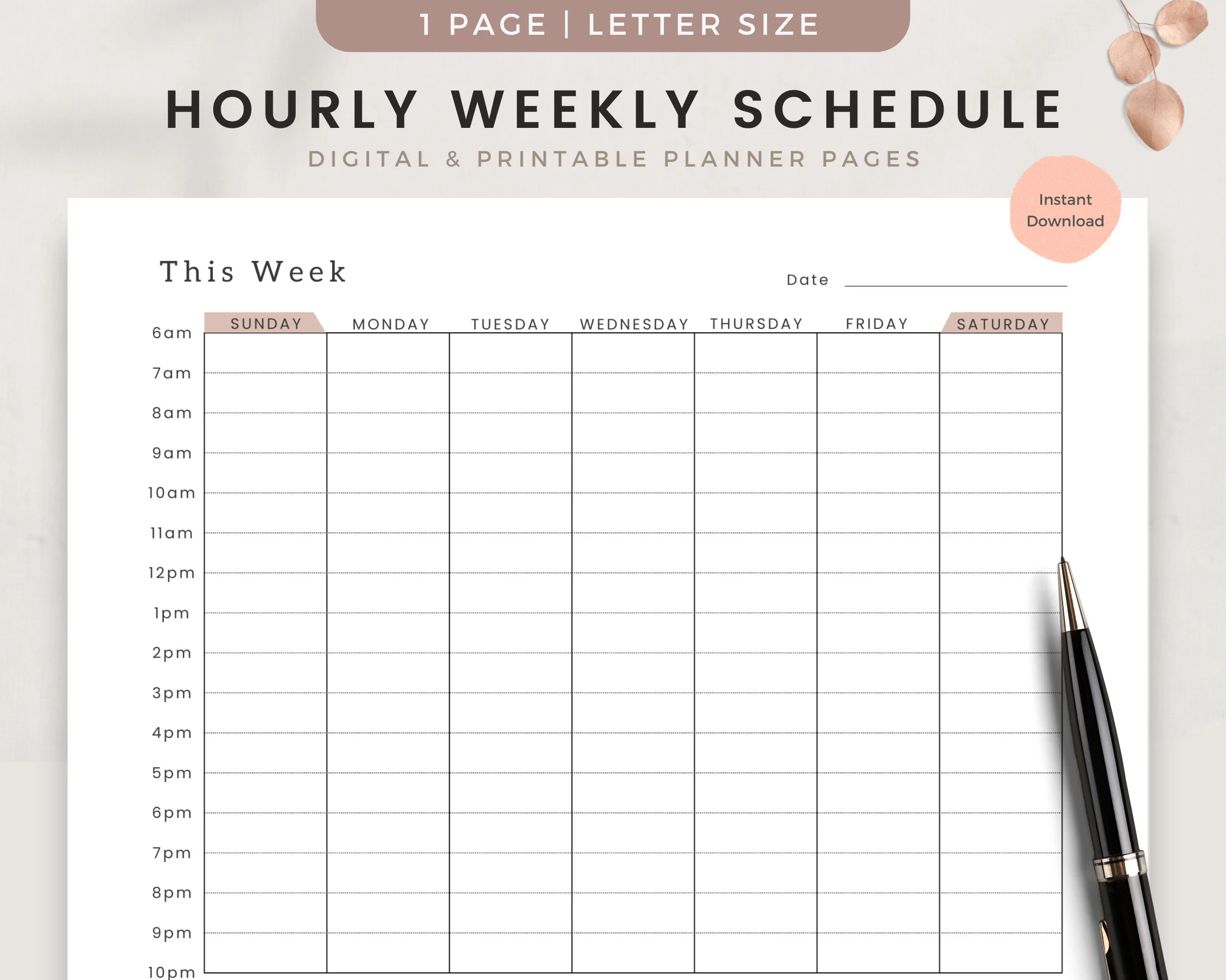 Hourly Schedule Printable Template