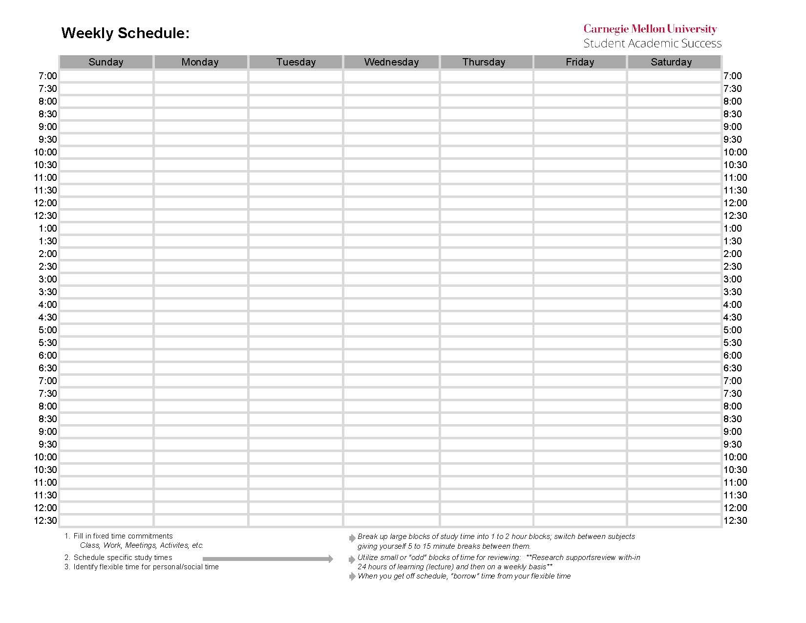 Weekly Printable Schedule Pdf