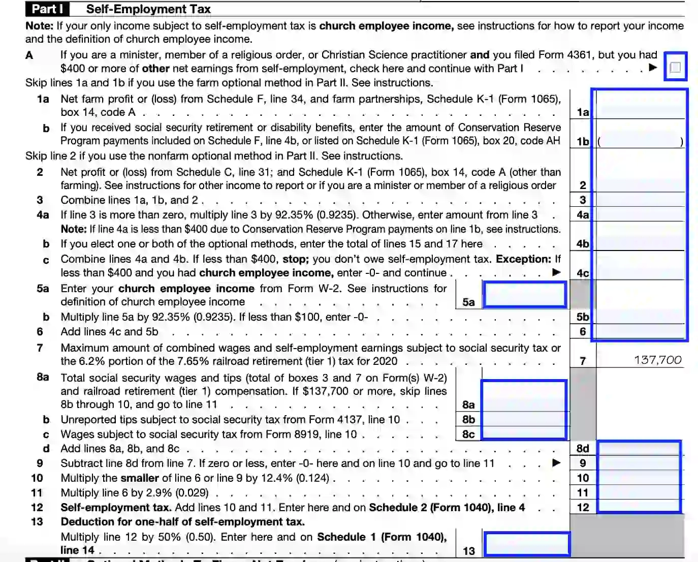 IRS Schedule SE Form 1040 Fill Out Printable PDF Forms Online